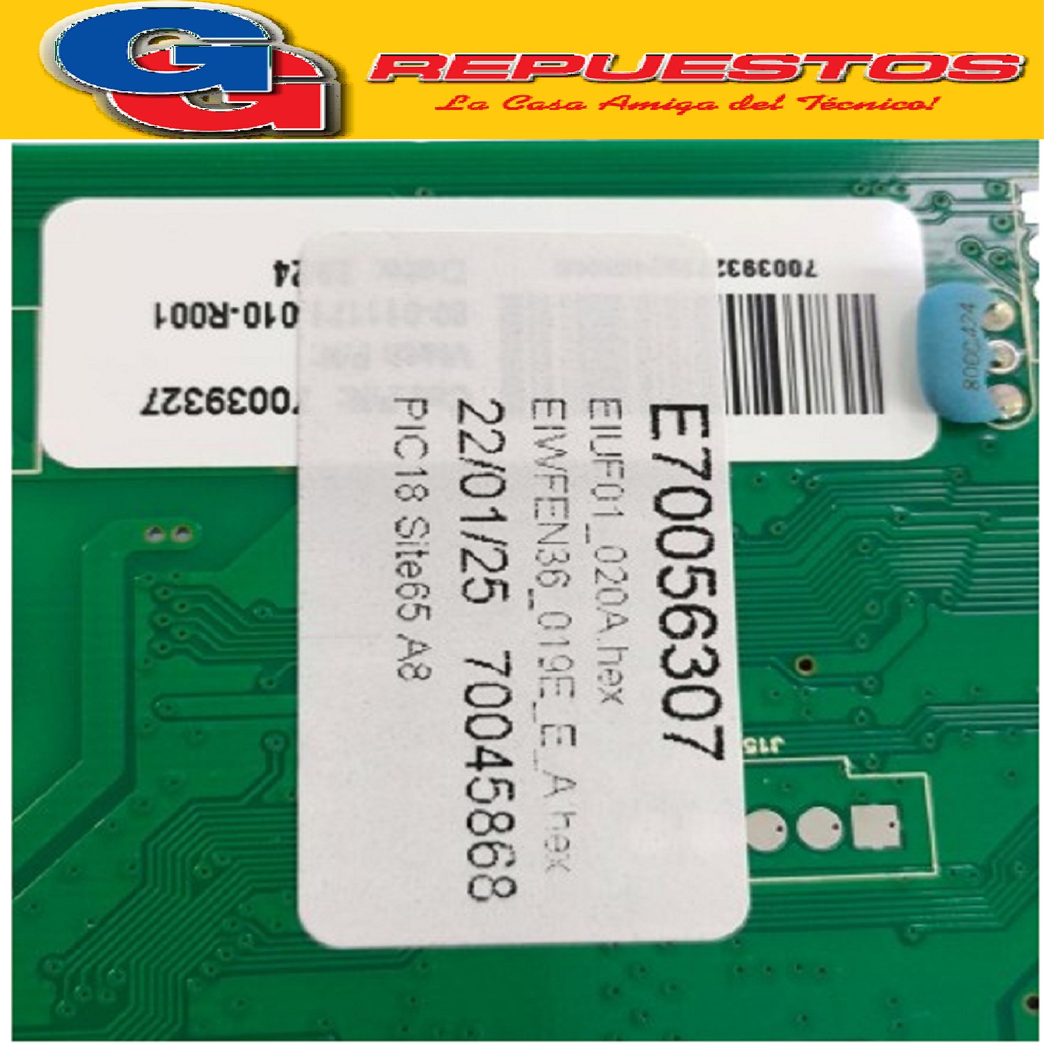 PLAQUETA UNIPLACA PARA LAVARROPAS LONGVIE SIN DISPLAY L16508 (ORIGINAL) R41045675 (LONGVIE) PLAQUETA 3R CON SOFT + EEPROM L16508
41045052 (CANDY GIAS) E41045804 EEPROM FILE/ Discontinuada
41045053 (CANDY GIAS) Tarjeta Electronica NFC 41043366 (CANDY GIAS)