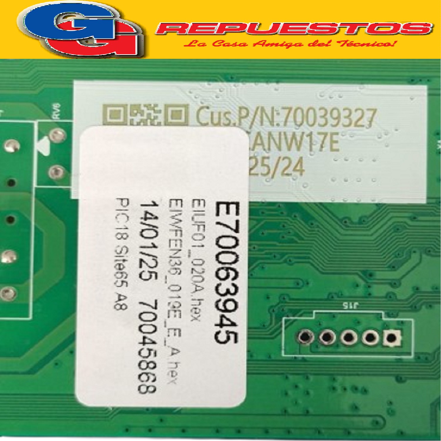 PLAQUETA UNIPLACA LAVARROPAS SIN DISPLAY PARA LONGVIE L16510 R41045678 (LONGVIE ARG.) PLAQUETA 3R CON SOFT + EEPROM L16510 41045052 (CANDY GIAS) E41045806 EEPROM FILE/ Discontinuada 41045053 (CANDY GIAS) Tarjeta Electronica NFC Programada 41043366 (CANDY GIAS) Dis