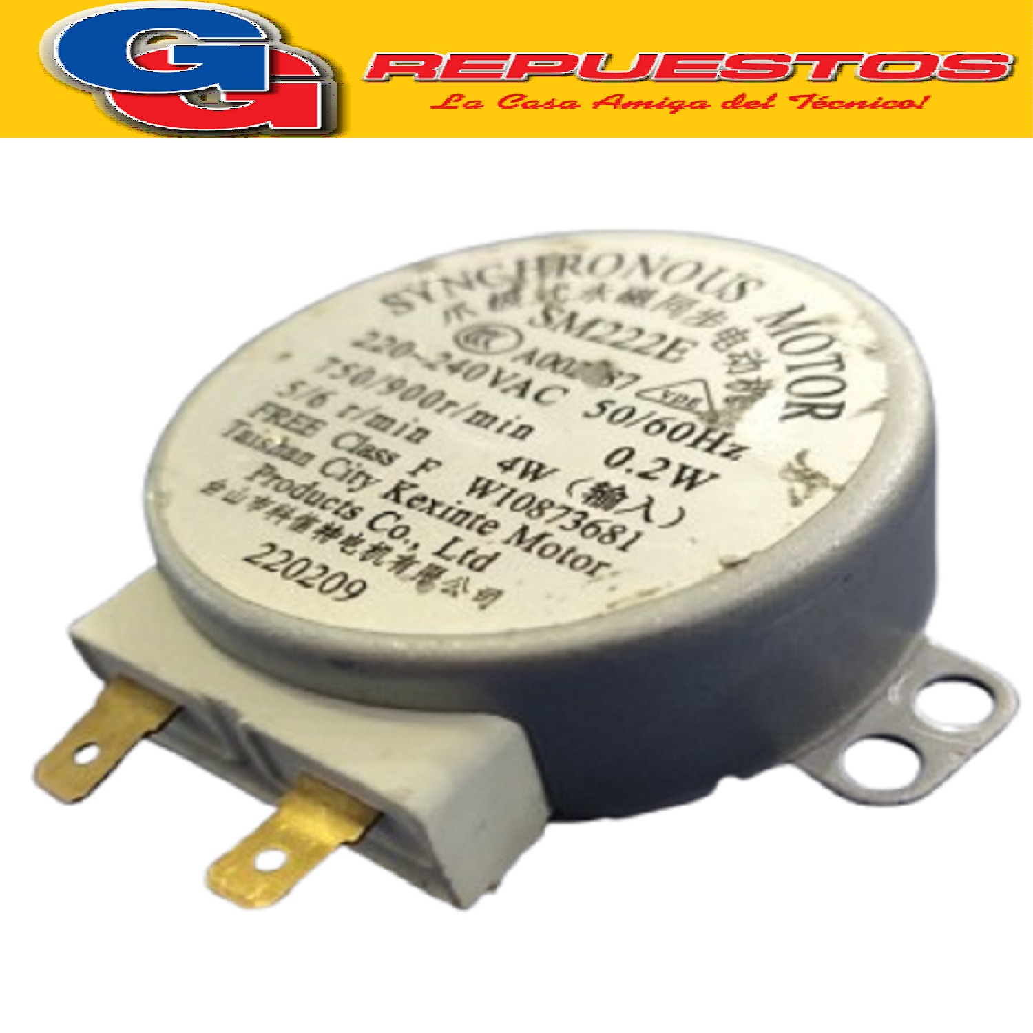 MOTOR GIRAPLATOS MICROONDAS 220V 5/6 RPM SM222E 4W