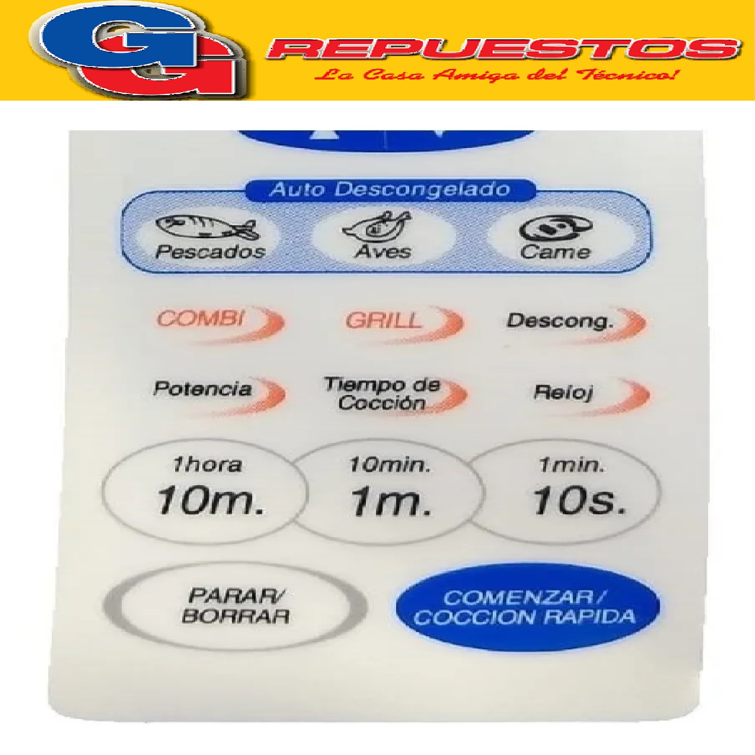 TECLADO MICROONDAS COMPATIBLE CON RECCOR - WESTINGHOUSE ALTO 19.8CM ANCHO 8 CM MD89 RECCOR D26G  REEMPLAZA A ELECTROLUX  TM41 RMO141 RECCOR