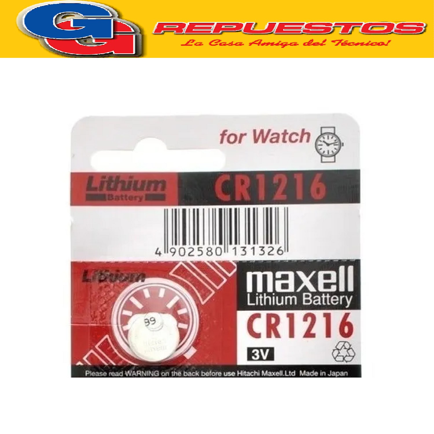 PILA CR1216 LITHIUM MAXELL