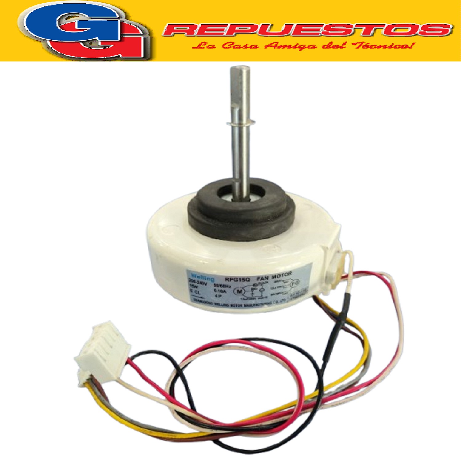 MOTOR FORZADOR EVAPORADOR PARA AIRE ACONDICIONADO RPG15Q 15W 0.18A 4P GIRO ANTIHORARIO