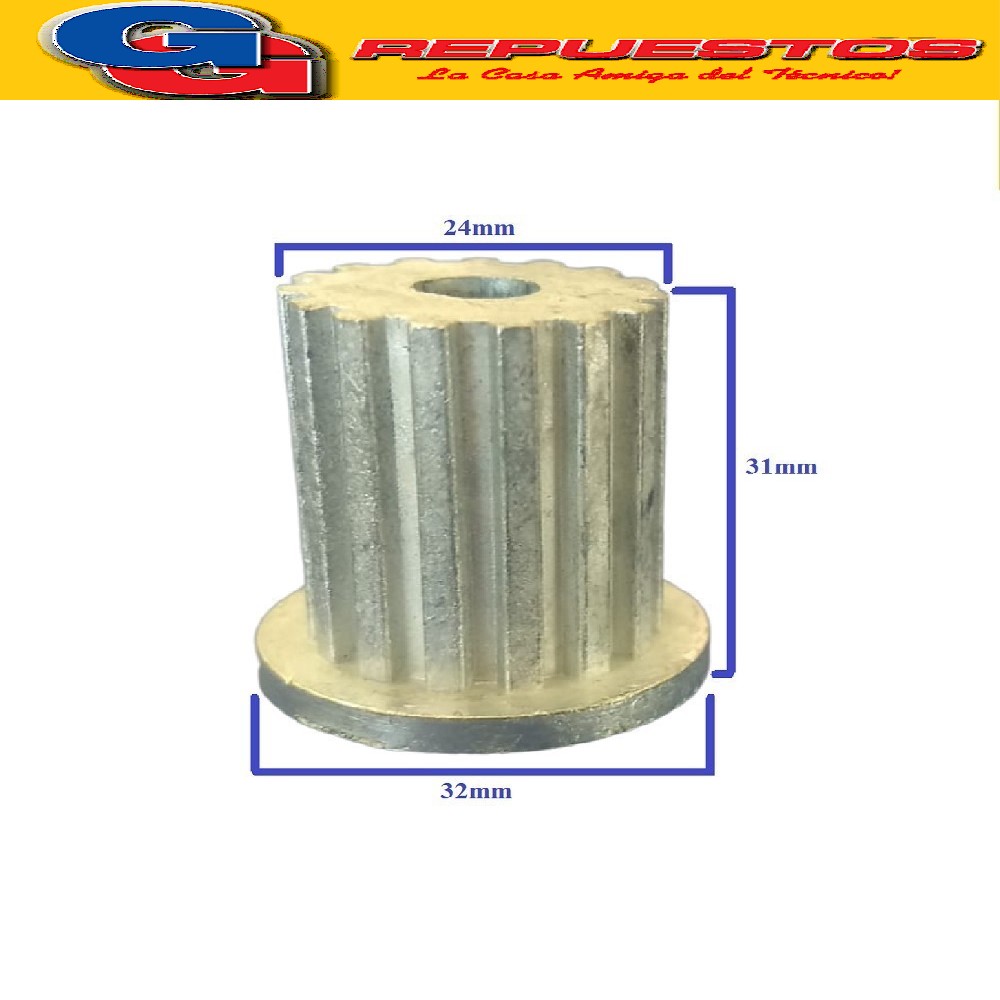BUJE REPARACION ESTRIADO PARA TURBINA LAVARROPAS LG INVERTER T1103AEF5 DE 15Kg (CENTRO FRESADO METALICO 12 ESTRIAS DIAMETRO INTERNO CONICO MAS ESTRECHO) MEDIDAS ALTURA 31mm x 24/32mm DIAMETRO INTERNO 12.5mm