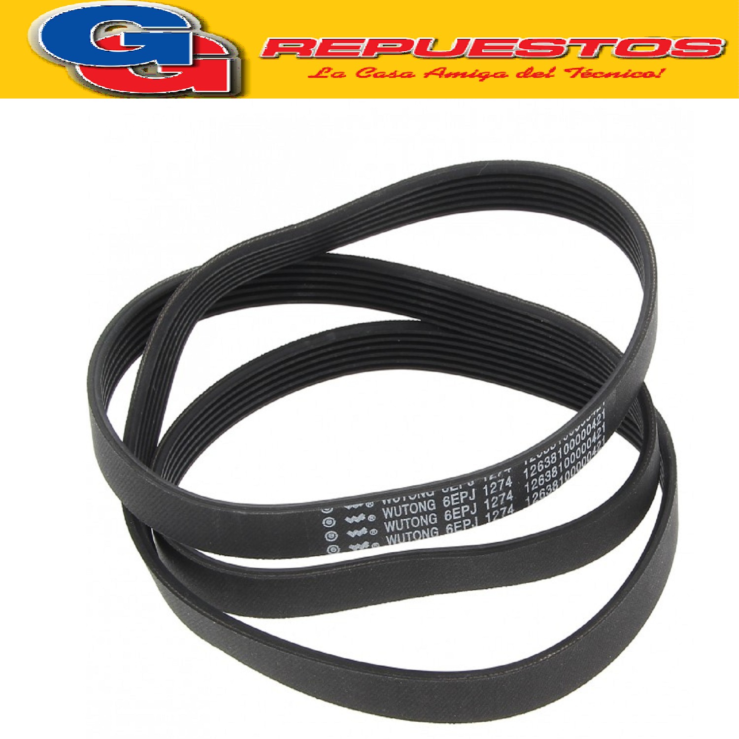 CORREA POLY V 6PJ - 1274 PARA LAVASECARROPAS PHILCO ELASTICA IMPORTADA CODIGO ORIGEN;12638100000421-12638100000421P 12638100000421-12638100000421P (ATMA-SIAM-PHILCO-MIDEA) BELT 6PJE1274 PHLS100X LAVARROPA