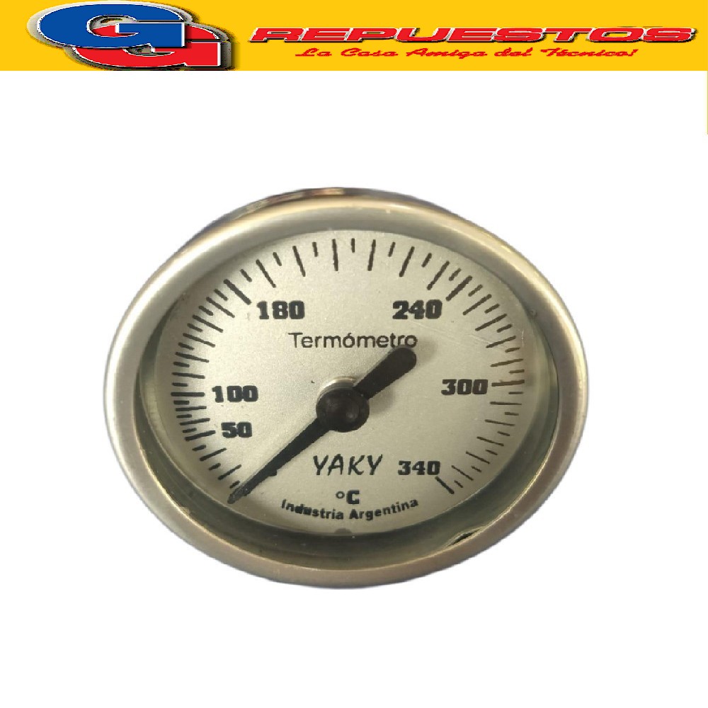 TERMOMETRO BIMETALICO PARA HORNO Ï DIAMETRO 6.5 CM. 0-340º R OSCA 1/4 VAINA 9CM