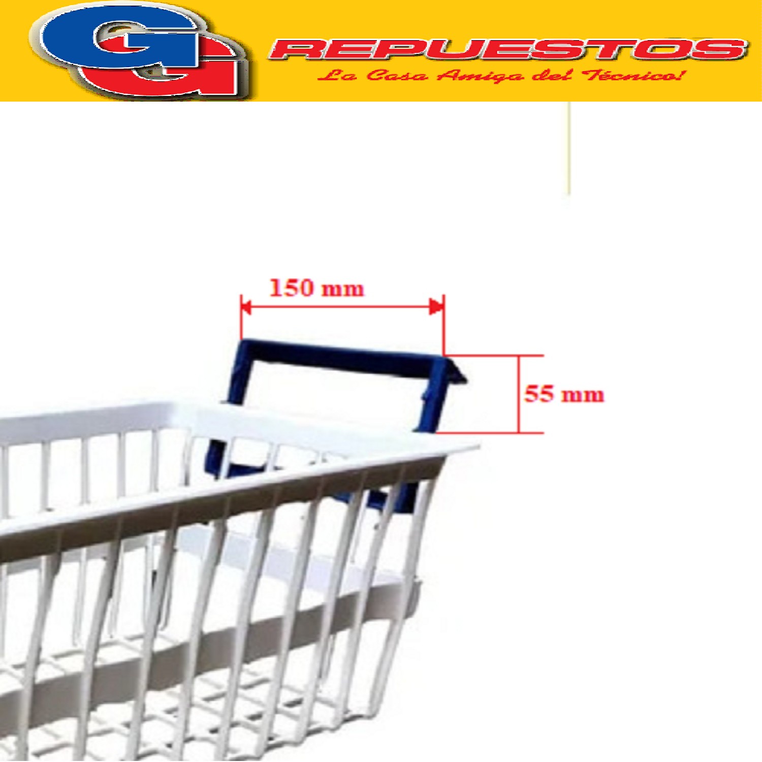CANASTO PARA FREEZER DE POZO GAFA ETERNITY 120 ORIGINAL  CON MANIJA,  MEDIADAS DE CAJON SIN  LAS MANIJAS LARGO 44.5cm ANCHO 23cm ALTO 20.5cm CESTO PLAST.C/MANIJA AZUL COLGANTE FREEZER
DE POZO GAFA ETERNITY 120 (ORIGINAL) Cod.Origen:
2212380 (ELECTROLUX-GAFA) CANASTO PLAST.C/MANIJA AZUL COLGANTE FR
