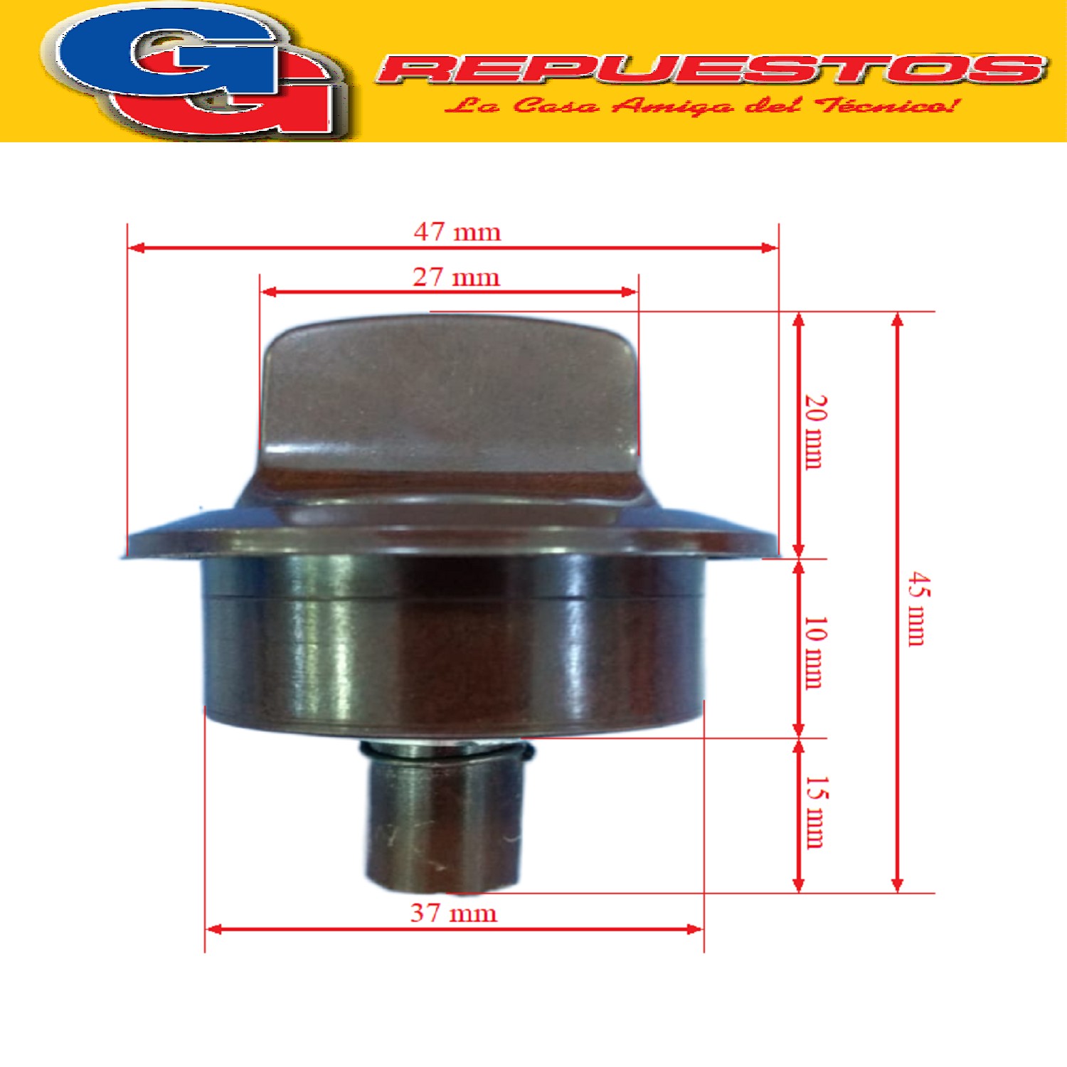 VOLANTE PERILLA COCINA PARA ORBIS KIT MARRON INDICADOR    RO JO Ø 6 / PERILLA CON ARO Y RESORTE / DIAMERO DEL EJE 6MM