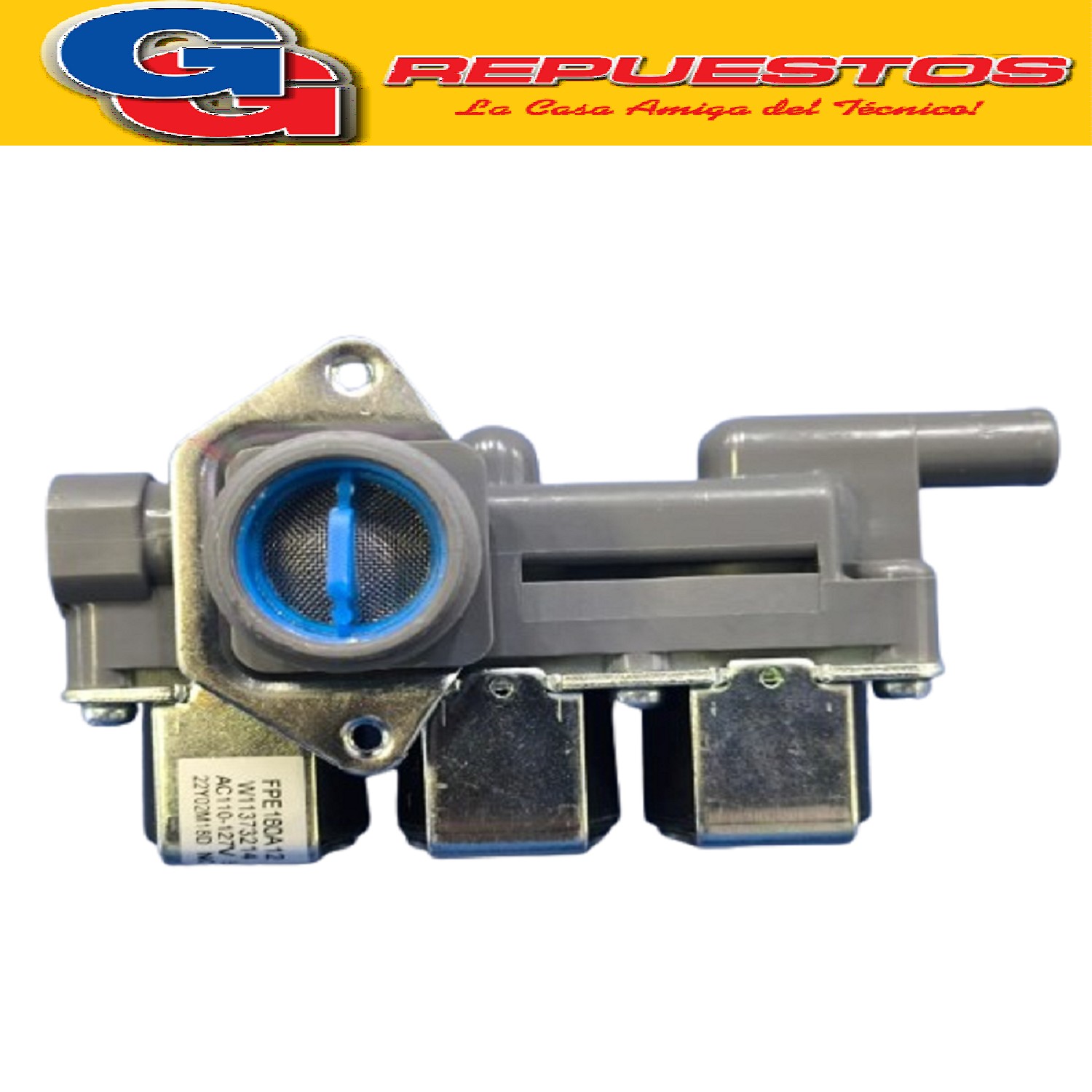 ELECTROVALVULA DE 3 VIAS PARA LAVARROPAS WHIRLPOOL INVERTER  SEXTO SENTIDO BOBINAS DE AC 110V - 127V 50/60Hz
FPE180A12 W11373214 22Y02M18D
NO:19AYBT