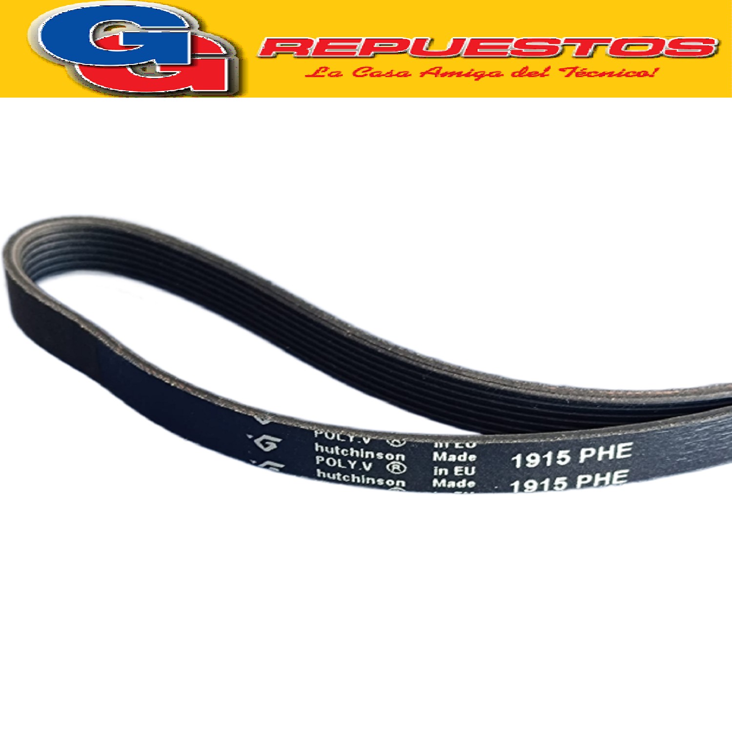 CORREA POLY V 7PH - 1915 SECARROPAS PATRICK SCPK07B SCPK07M  (ORIGINAL ELASTICA) PARA WHIRLPOOL Cod.Origen: C00377898 (INDESIT) BELT H7 1915 POLY-V WASHING MACHINE WHIRLPOOL 81281718181 (WHIRLPOOL) WG04F03105 (MABE) DRIVING BELT Produttore: Hutchinson 1915 H7 MA