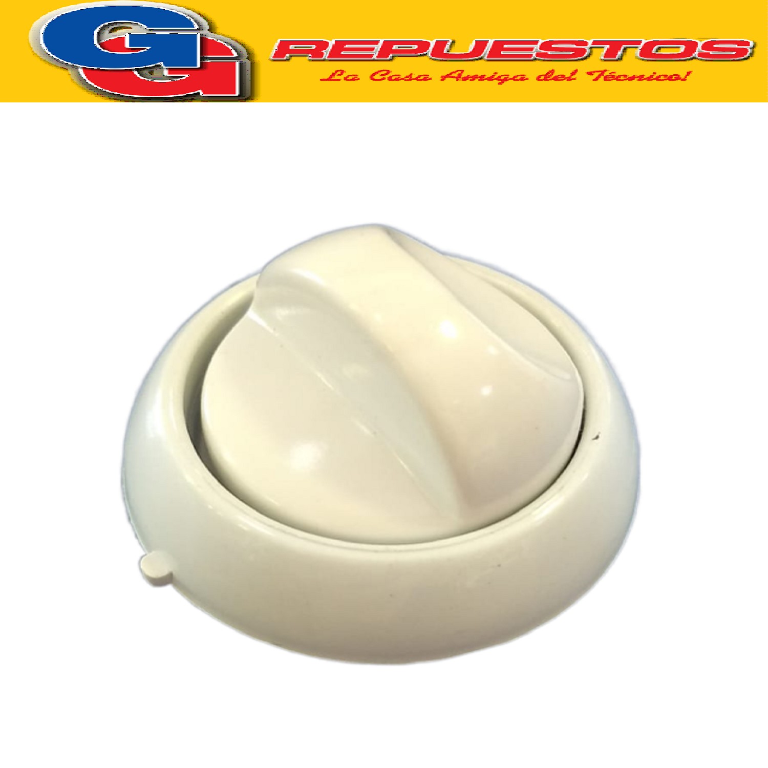 VOLANTE PERILLA COCINA PARA LONGVIE - KENIA 2000 BLANCA Ø8MM / PERILLA CON ARO Y RESORTE / DIAMETRO DEL EJE 8MM