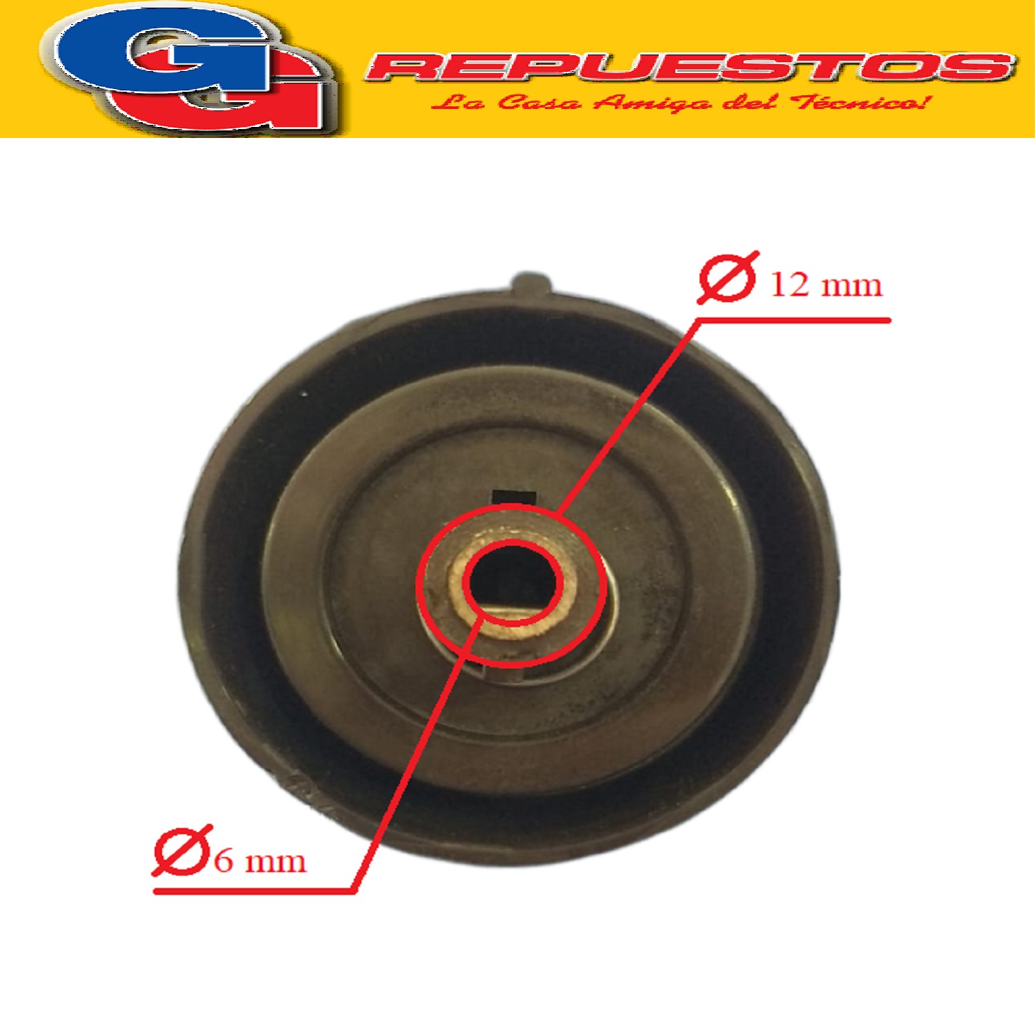 VOLANTE PERILLA COCINA PARA LONGVIE - KENIA 2000 MARRON Ø6MM / PERILLA CON ARO Y RESORTE / DIAMETRO DEL EJE 6MM