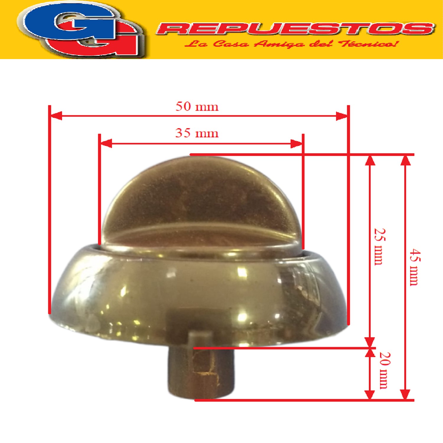 VOLANTE PERILLA COCINA PARA LONGVIE - KENIA 2000 MARRON Ø6MM / PERILLA CON ARO Y RESORTE / DIAMETRO DEL EJE 6MM