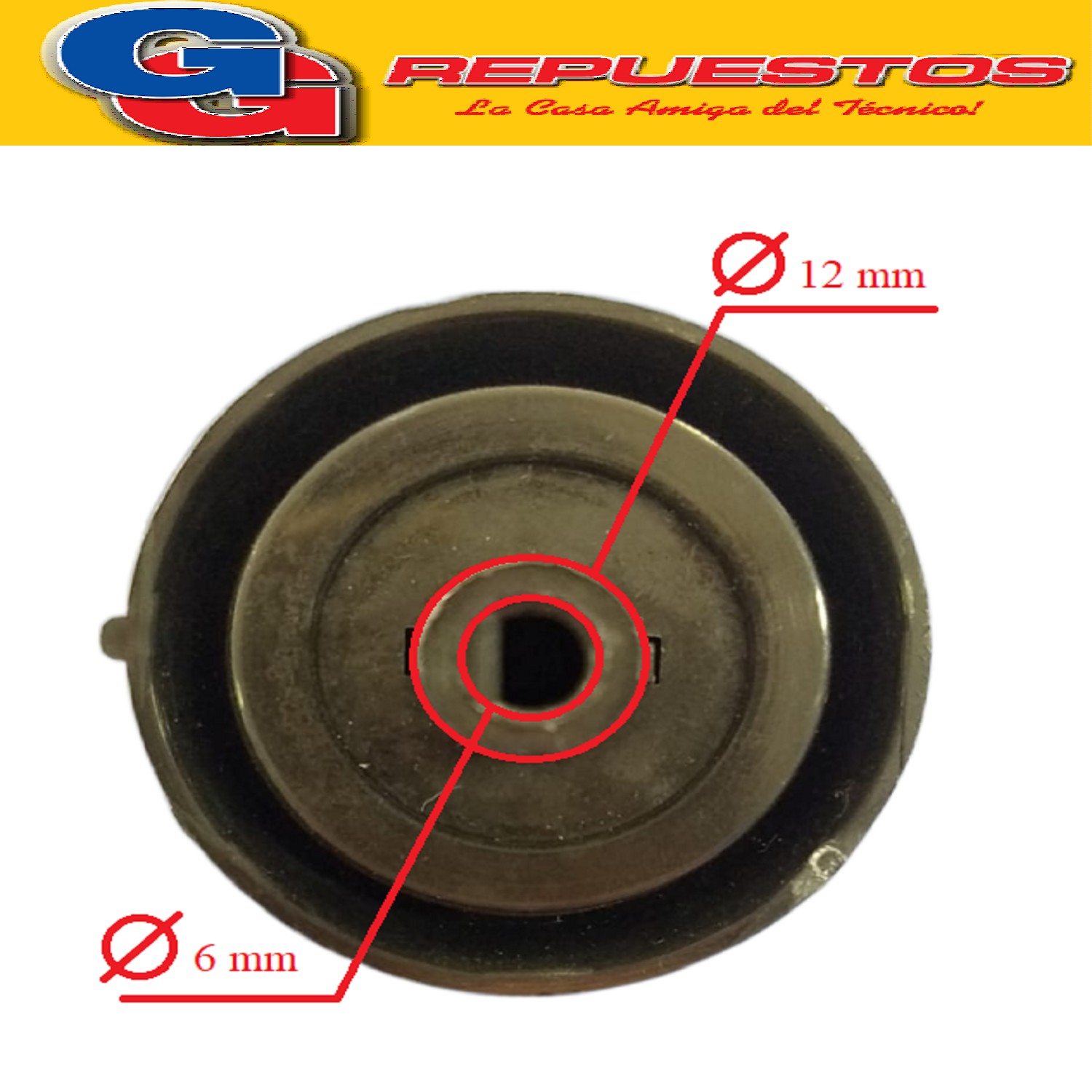 VOLANTE PERILLA COCINA PARA LONGVIE 2001 NEGRA Ø6MM/ PERILLA CON ARO Y RESORTE / DIAMETRO DEL EJE 6MM / - KENIA - ORBIS