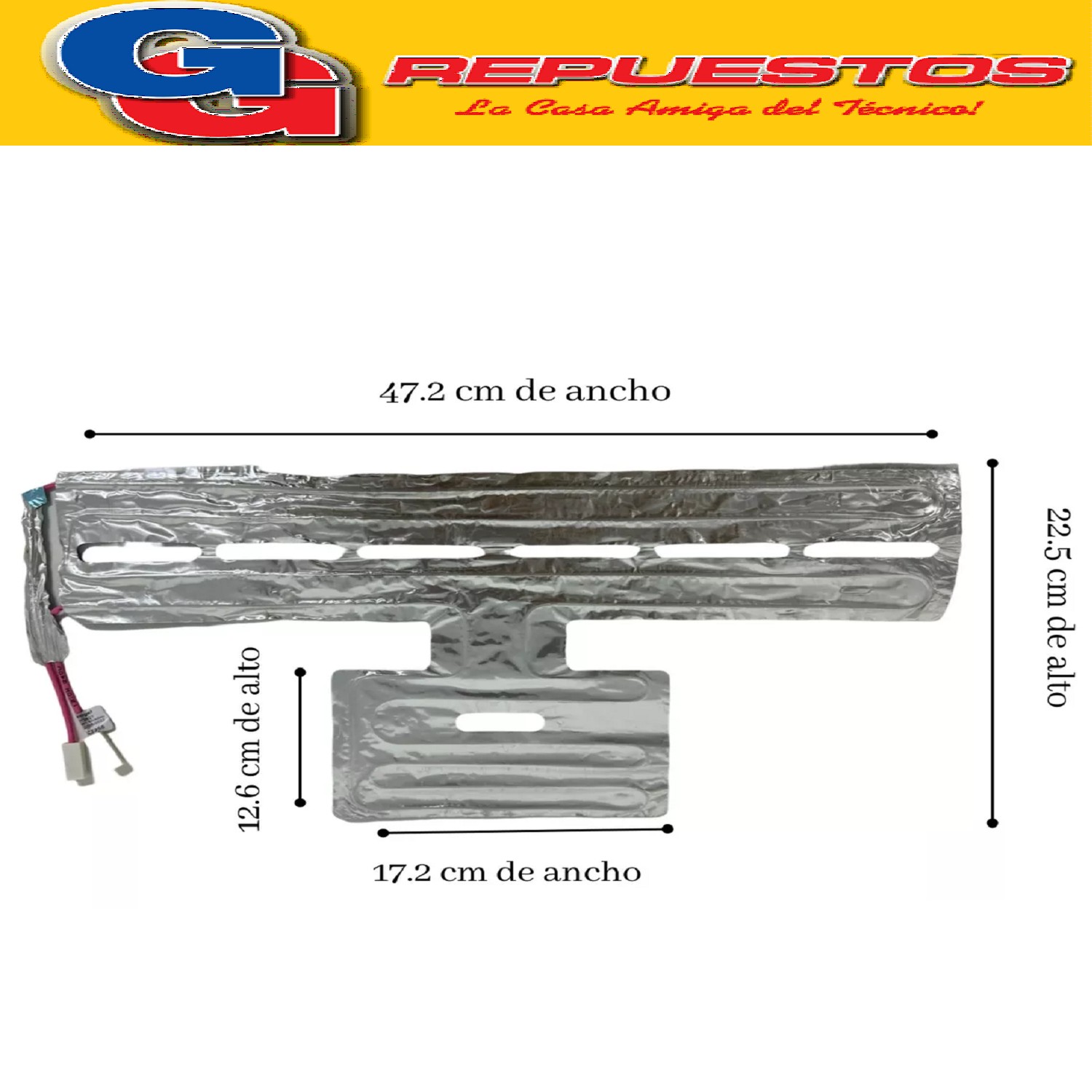 RESISTENCIA CANALETA ALUMINIO PARA HELADERA WHIRLPOOL WRE48D B-WRE48DR-WRE48EB-WRE48ER-WRE51D1-WRE51X1-WRX51D1-WRX51X1 ( Cod.Origen: W10212827 (WHIRLPOOL) RESISTENCIA 220V WRE48 220/240V 12W Produttore: Made in Brazil WRE 48 DB