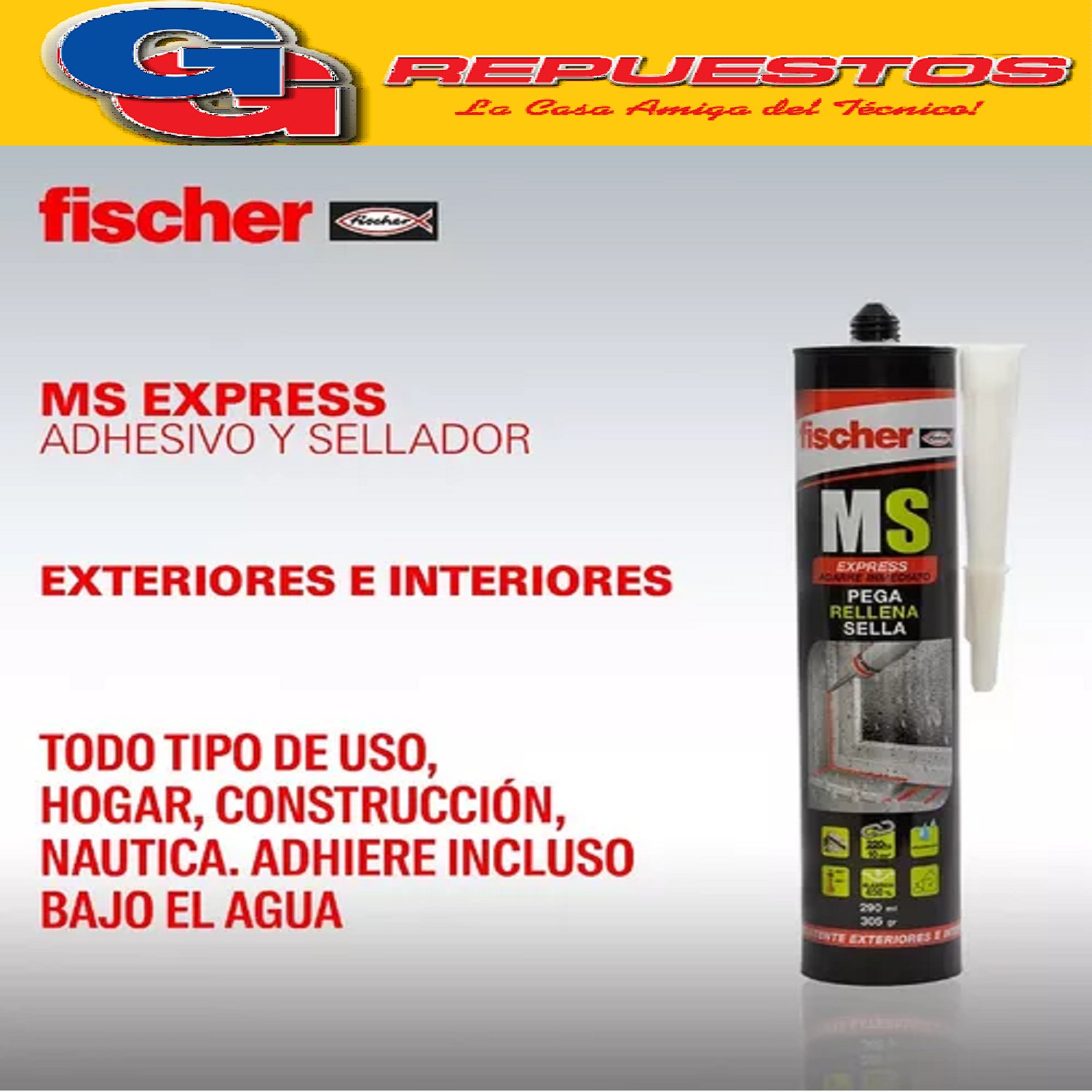 SELLADOR ADHESIVO MS CRISTAL QUIMICOS FISCHER 290MM