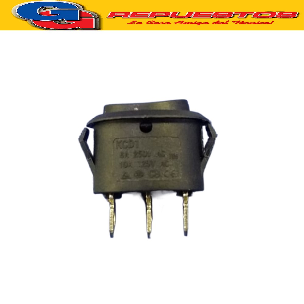 LLAVE SWITCH ENCENDIDO PARA PAVA ELECTRICA 3 CONTACTOS NEGRA INTERRUPTOR 1-0-2 PUNTO INTERMEDIO OVALADA