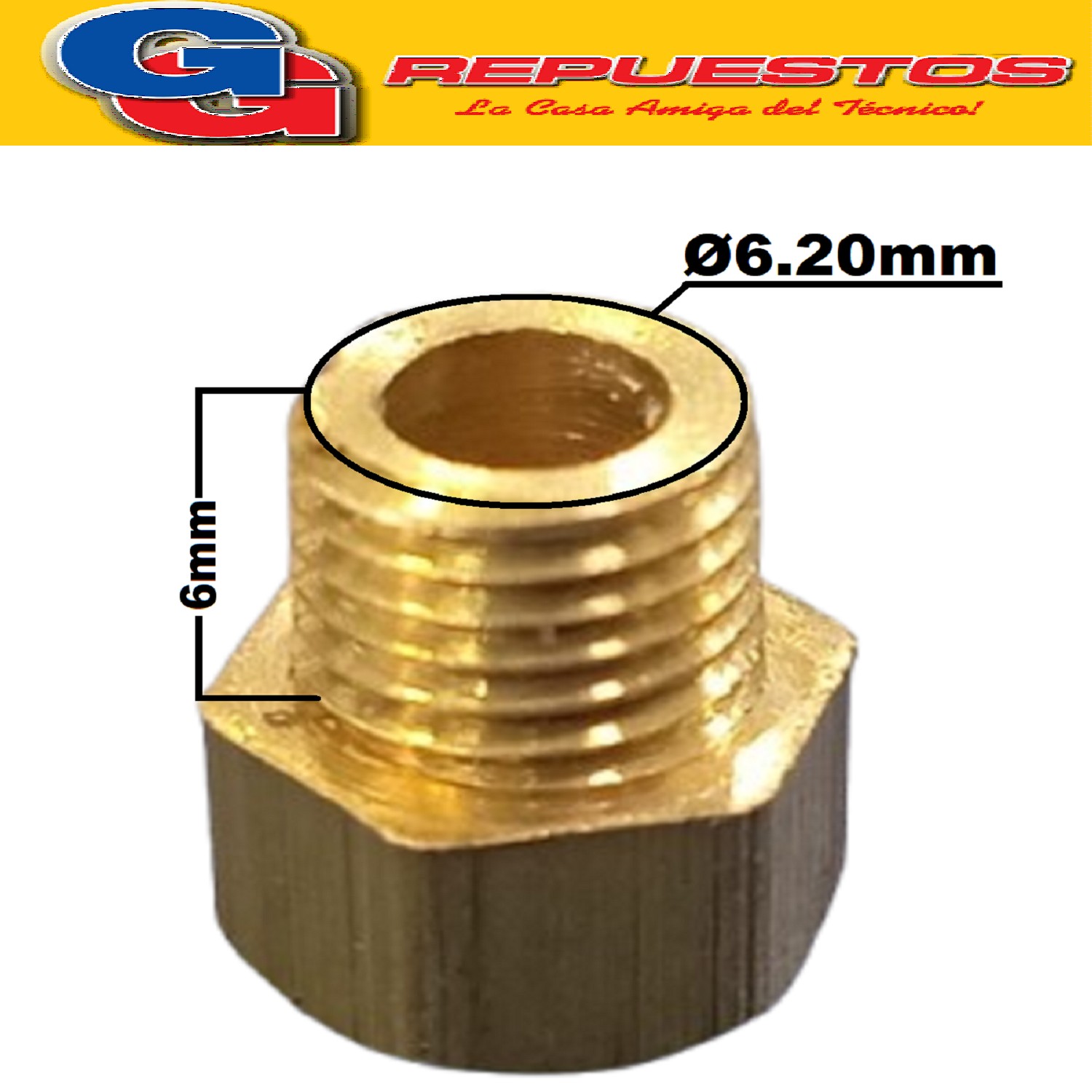 INYECTOR STANDARD HEXAGONAL 8MM 0.50MM