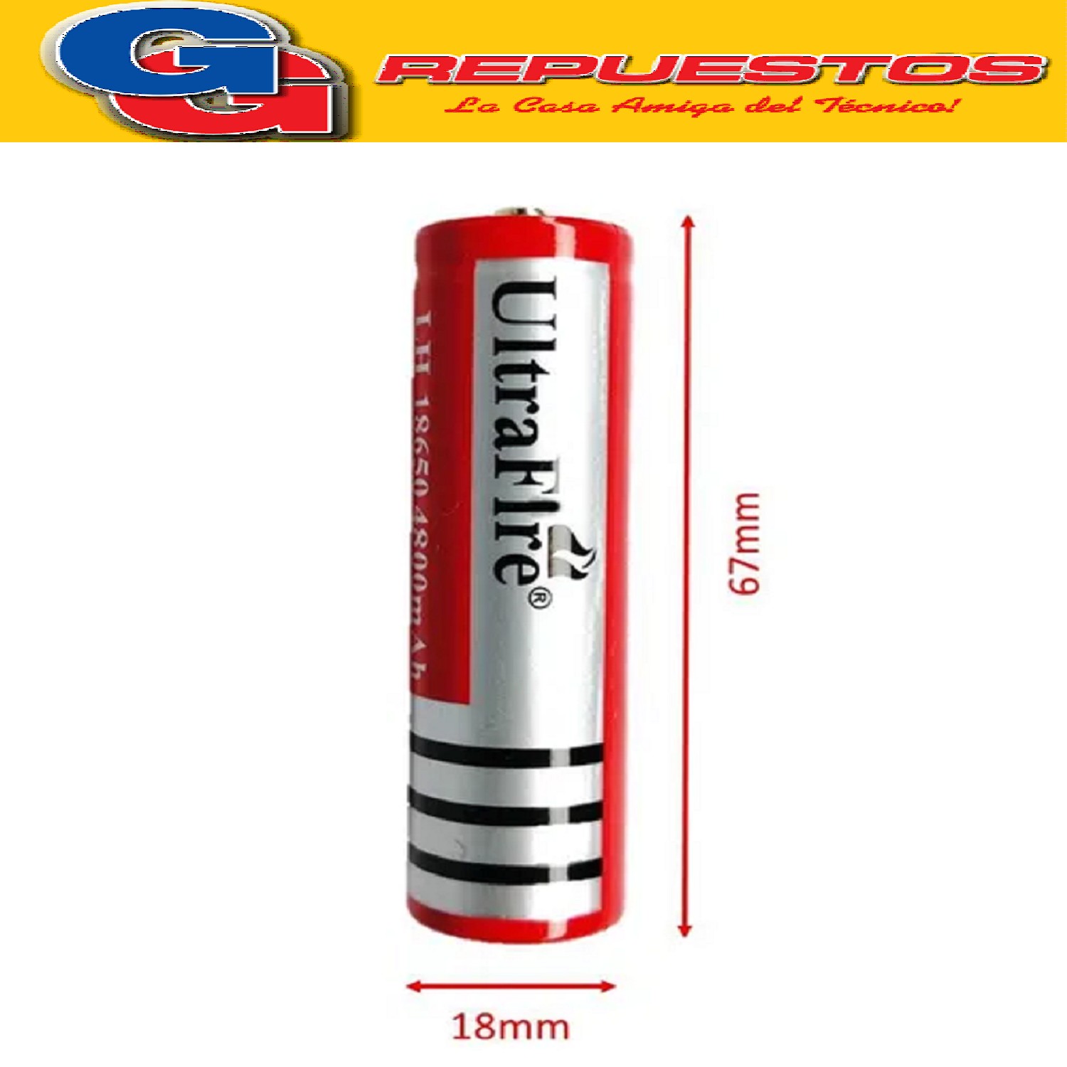 PILA LITIO RECARGABLE 18650 3.7V 4800MA