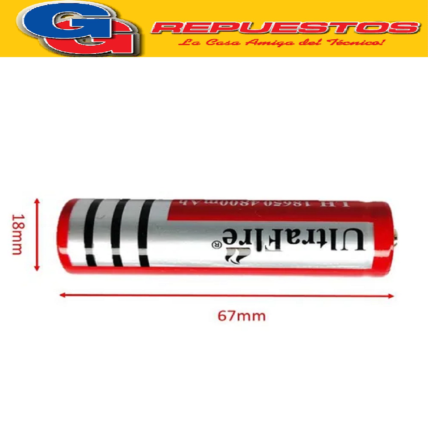 PILA LITIO RECARGABLE 18650 3.7V 4800MA