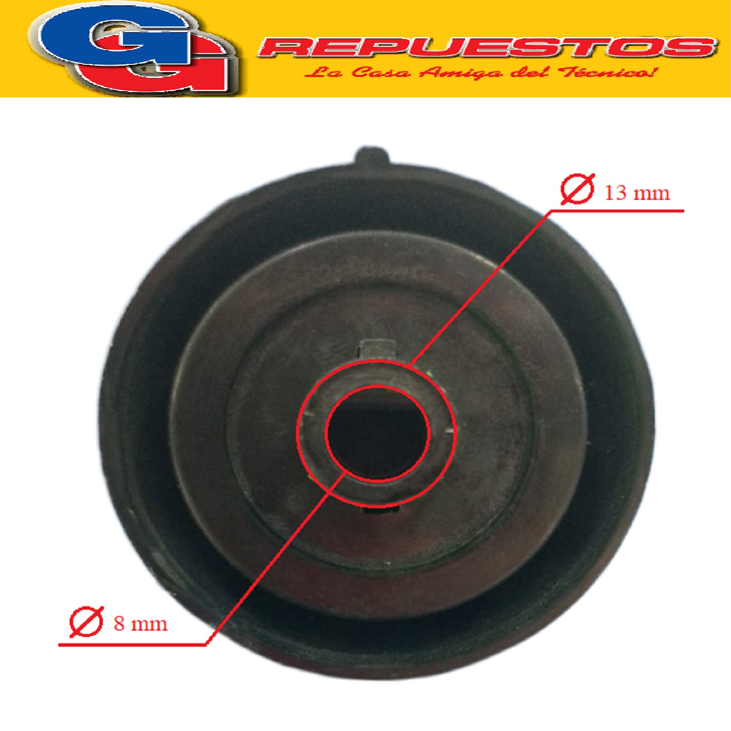 VOLANTE PERILLA COCINA PARA LONGVIE - KENIA 2000 NEGRA Ø8MM/ PERILLA CON ARO Y RESORTE / DIAMETRO DEL EJE 8 MM