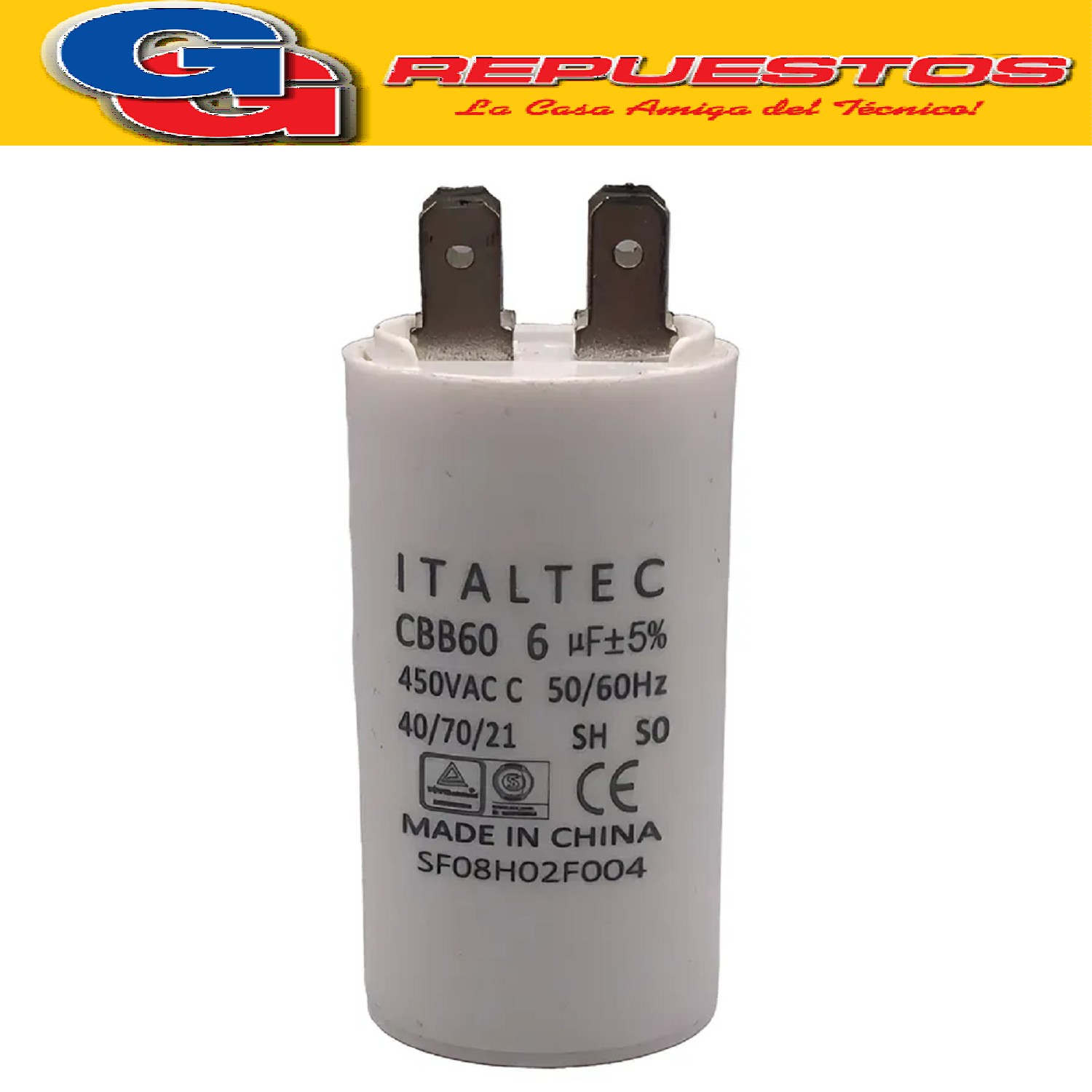 CAPACITOR 6uF CILINDRO 450VCA