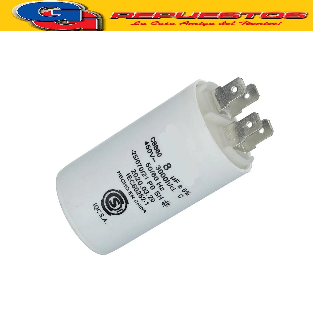 CAPACITOR 8uF CILINDRO 450VAC