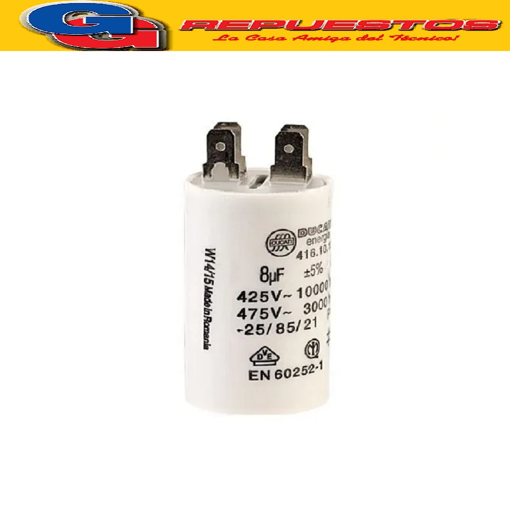 CAPACITOR 8uF CILINDRO 450VAC