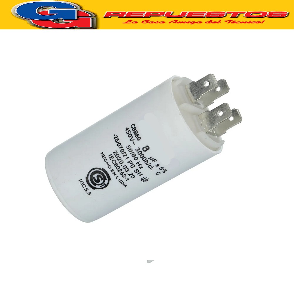CAPACITOR 8uF CILINDRO 450VAC