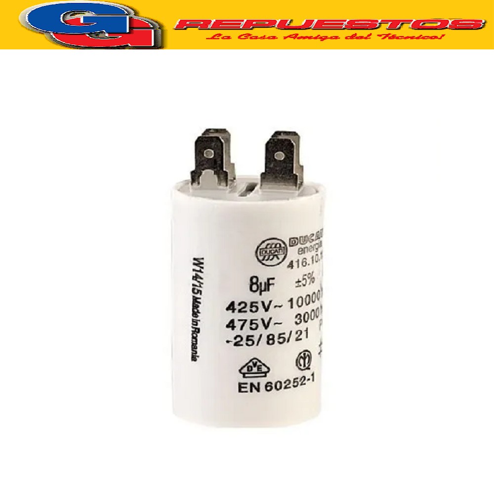 CAPACITOR 8uF CILINDRO 450VAC