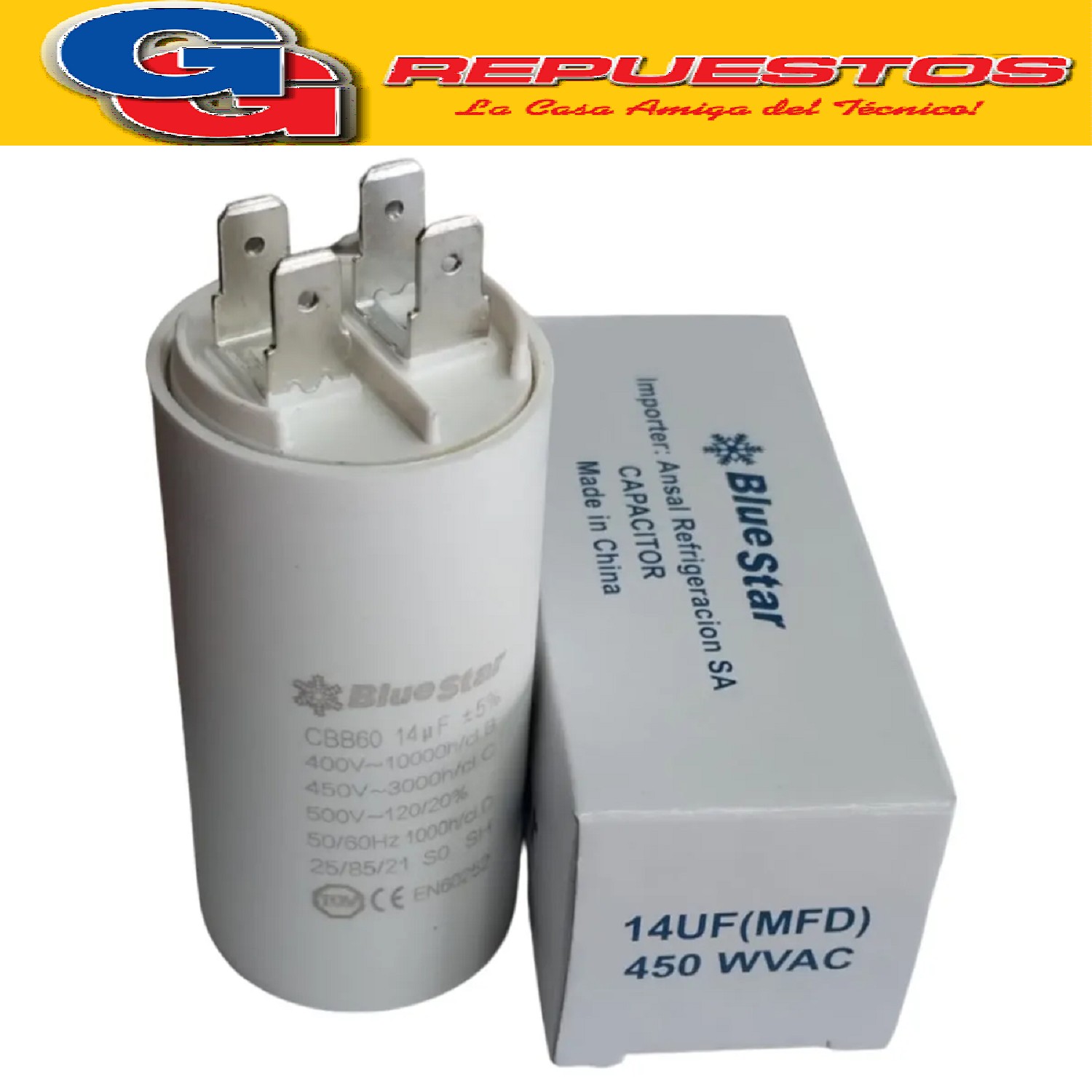 CAPACITOR 14uF CILINDRO BLUESTAR