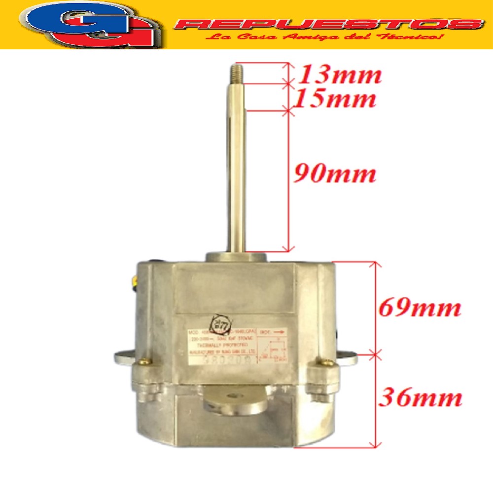 FORZADOR MOTOR CONDENSADOR AIRE ACONDICIONADO COMPATIBLE CON 4681AR1437 BGH SPLIT 59G81AR1437A GIRO ANTIHORARIO (IC-1640LGPA) 220-240V 50Hz 6uF 980309 EJE 12MM