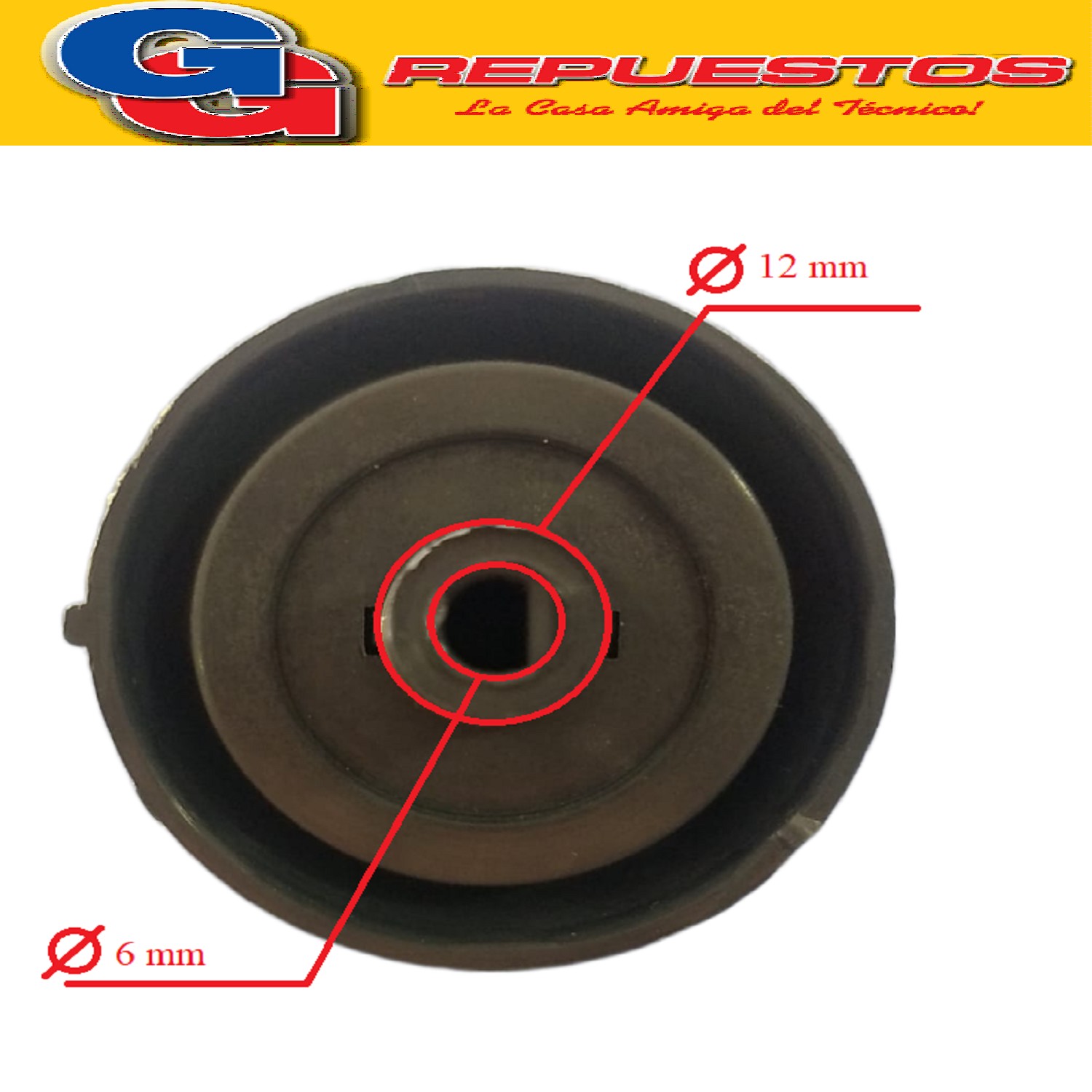 VOLANTE PERILLA COCINA PARA LONGVIE 2001 GRIS Ø 6 MM  PERILLA CON ARO Y RESORTE / DIAMETRO DEL EJE 6 MM / KENIA - ORBIS