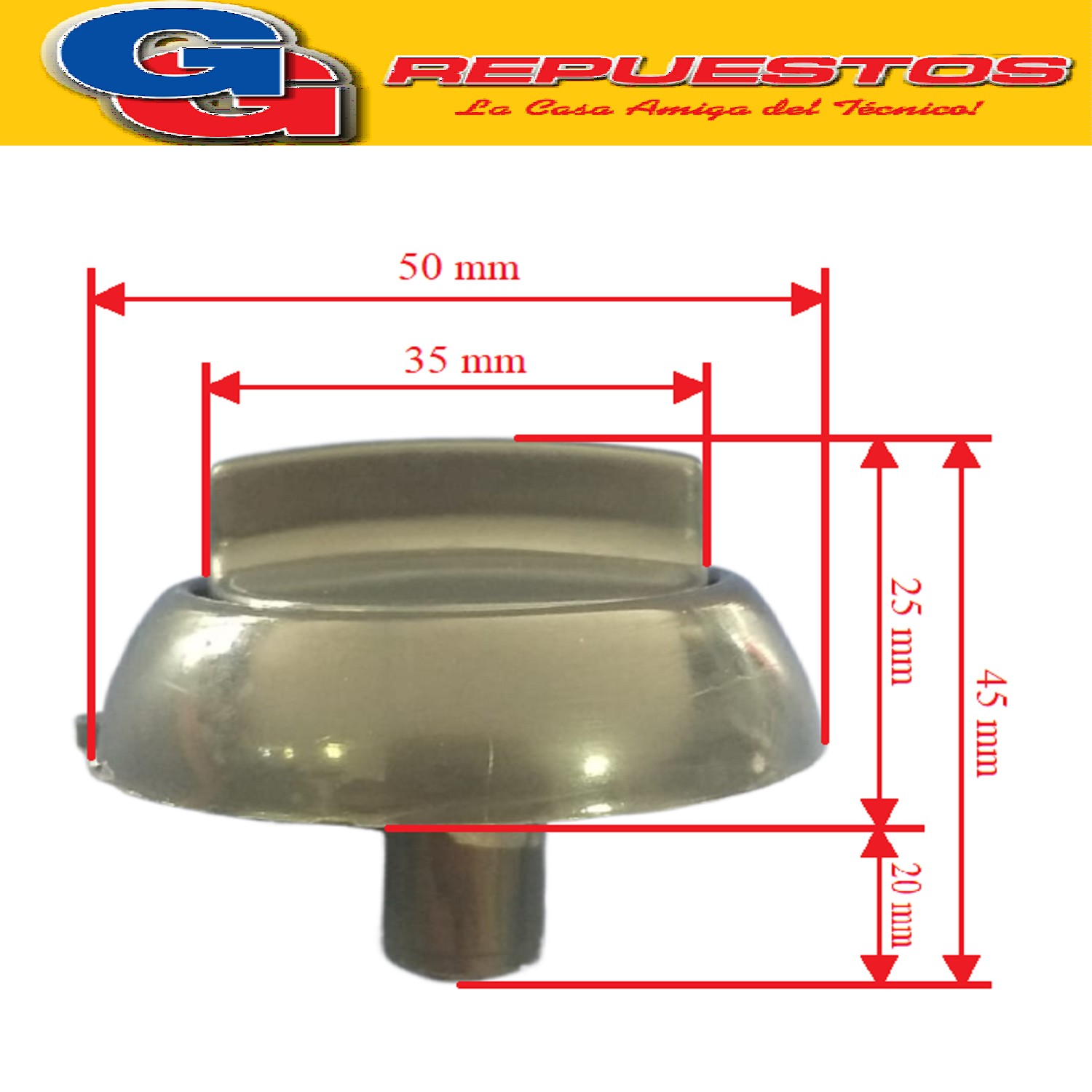 VOLANTE PERILLA COCINA PARA LONGVIE 2001 GRIS Ø 6 MM  PERILLA CON ARO Y RESORTE / DIAMETRO DEL EJE 6 MM / KENIA - ORBIS