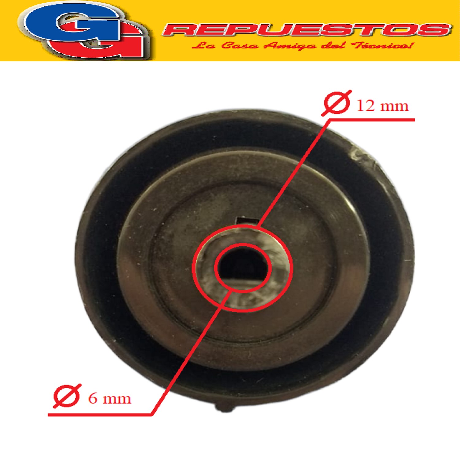VOLANTE PERILLA COCINA PARA LONGVIE - KENIA 2000 NEGRA   Ø6M M / PERILLA CON ARO Y RESORTE / DIAMETRO DEL EJE 6 MM
