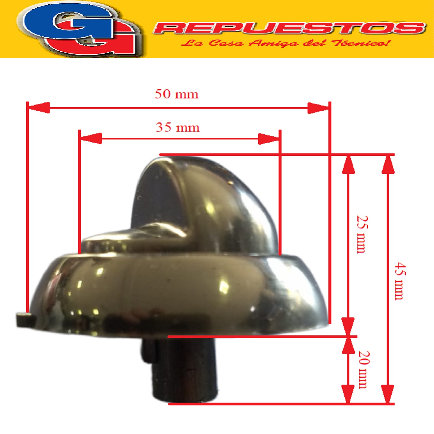 VOLANTE PERILLA COCINA PARA LONGVIE - KENIA 2000 NEGRA   Ø6M M / PERILLA CON ARO Y RESORTE / DIAMETRO DEL EJE 6 MM