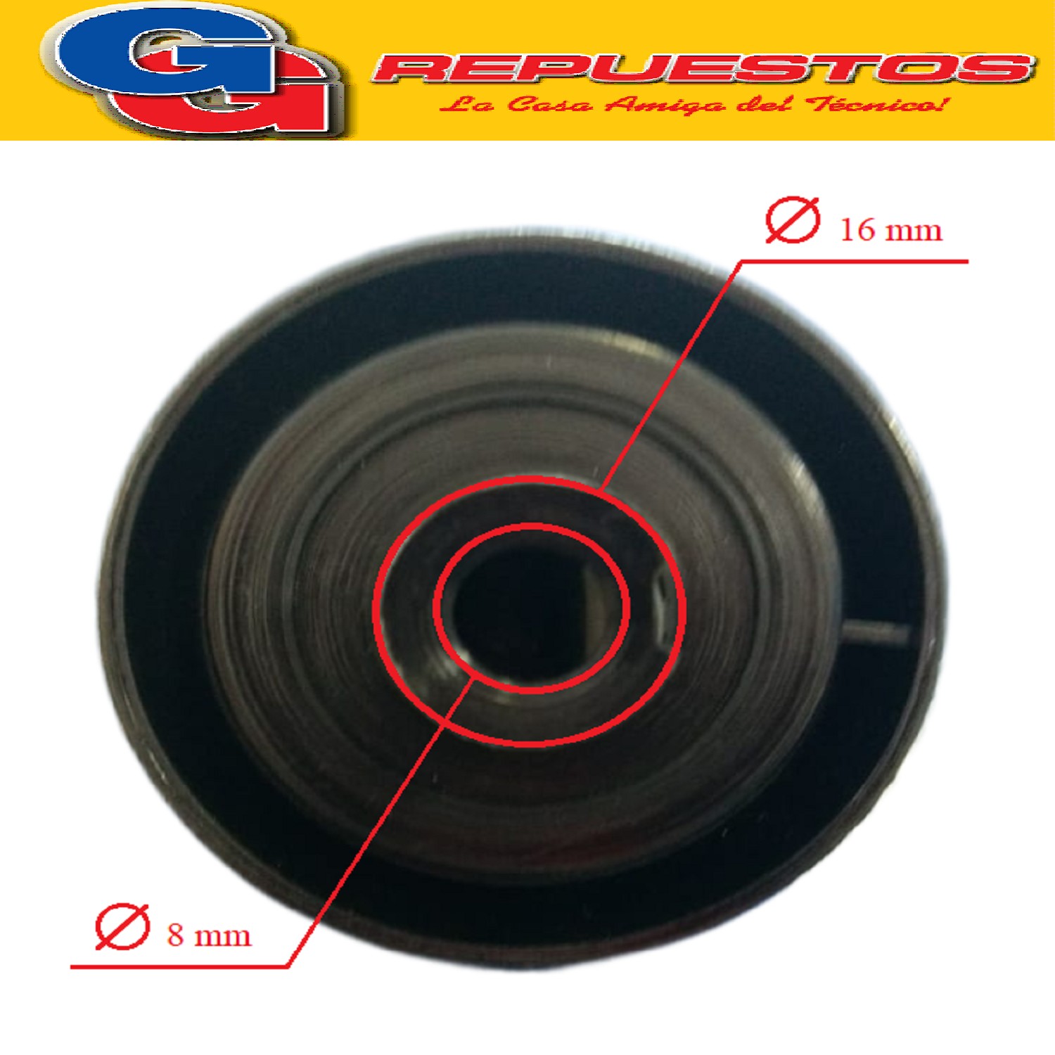 VOLANTE PERILLA COCINA PARA LONGVIE 98 CON LITOGRAFIA NEGRA  /PERILLA CON ARO Y RESORTE / DIAMETRO DEL EJE 8 MM