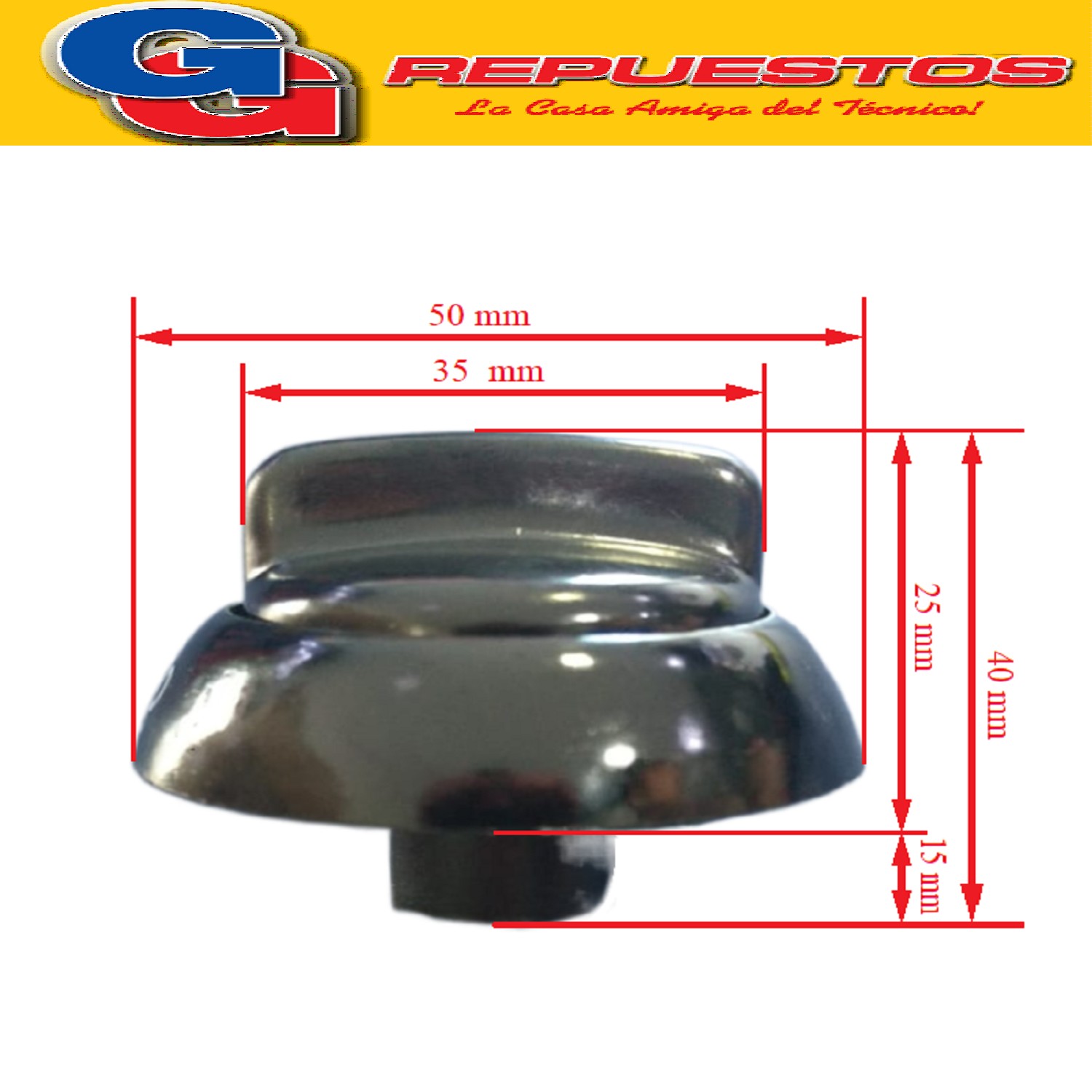 VOLANTE PERILLA COCINA PARA LONGVIE 98 CON LITOGRAFIA NEGRA  /PERILLA CON ARO Y RESORTE / DIAMETRO DEL EJE 8 MM