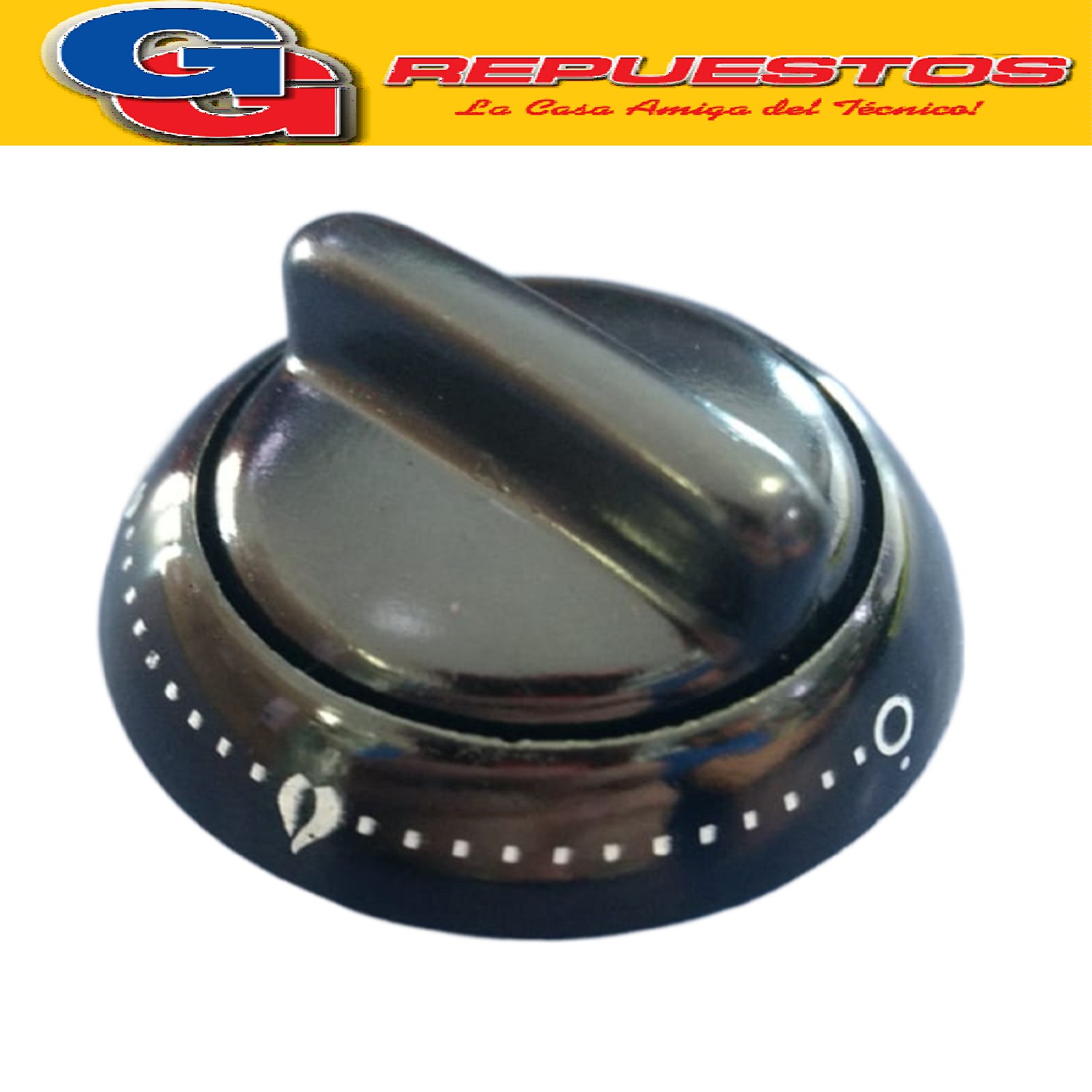 VOLANTE PERILLA COCINA PARA LONGVIE 98 CON LITOGRAFIA NEGRA  /PERILLA CON ARO Y RESORTE / DIAMETRO DEL EJE 8 MM