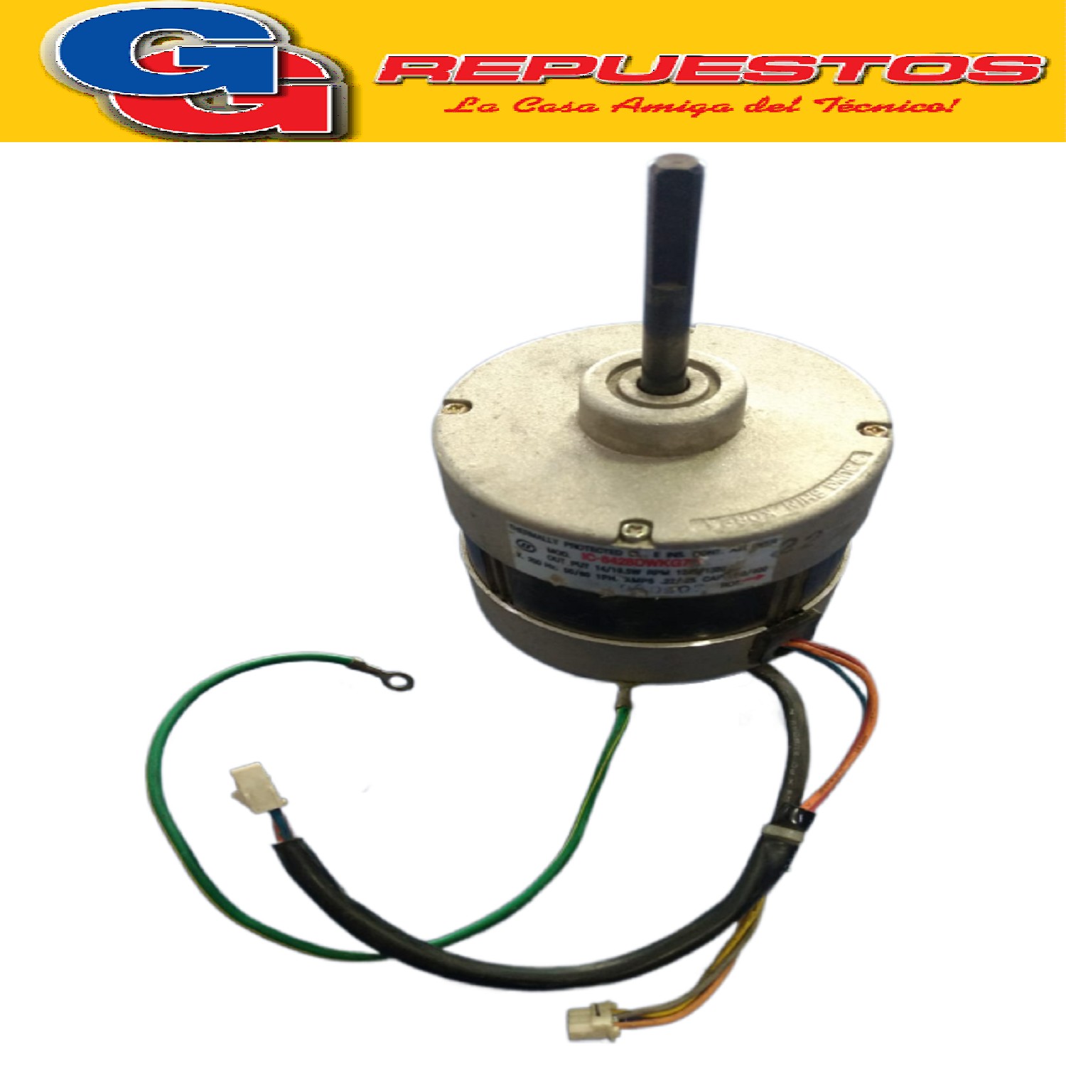 FORZADOR MOTOR EVAPORADOR AIRE ACONDICIONADO IC-8428DWKG7A   14/19.5W 1245/1380 RPM 200V. 50/60HZ 1PH. 22/25A. CAPACITOR 1UF, DIAMETRO DEL EJE 8MM. PARA SPLIT