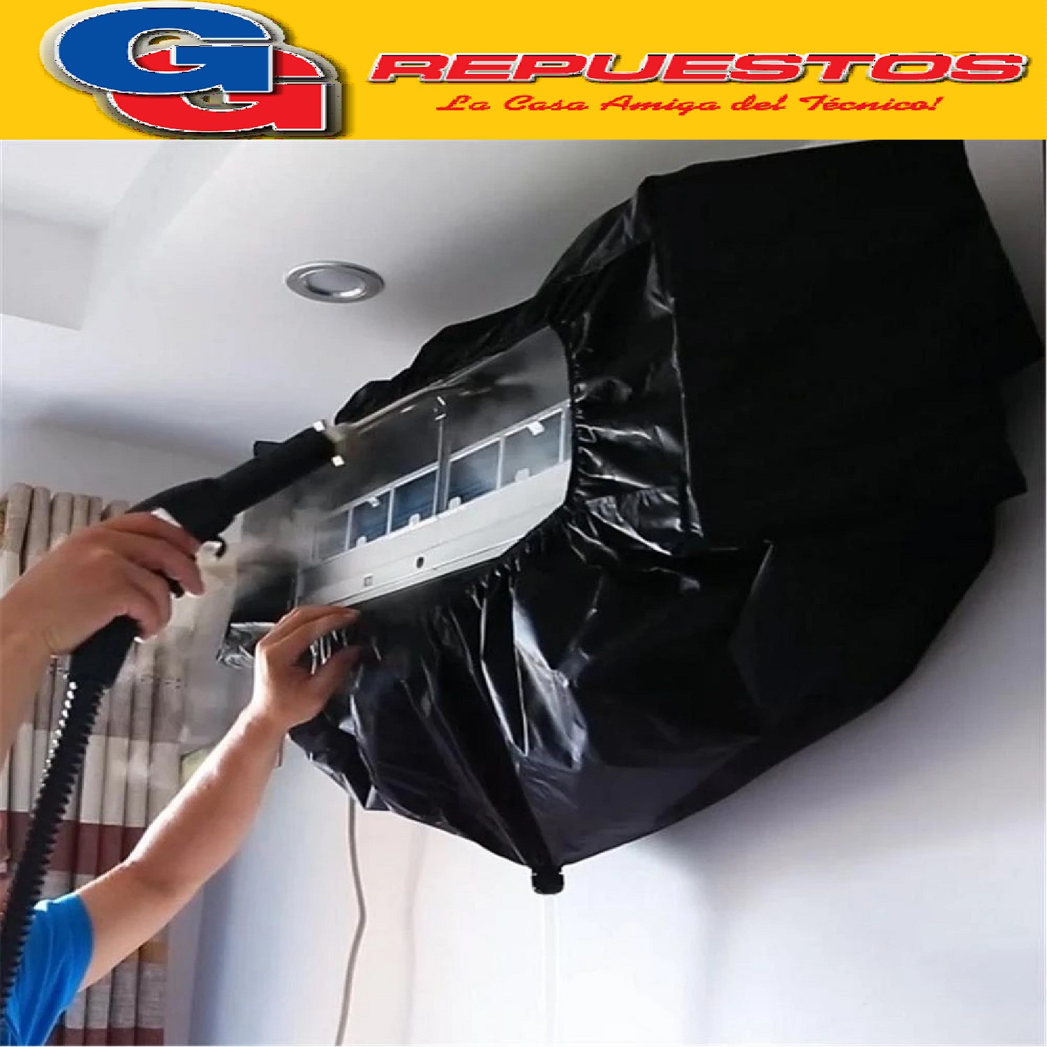 COBERTOR PARA LIMPIEZA DE AIRE ACONDICIONADO SPLIT PARA EQUI POS DE 2250 HASTA 6000 FRIGORIAS (M1220) DE COLOR NEGRO FUNDA DE LIMPIEZA LAVADO