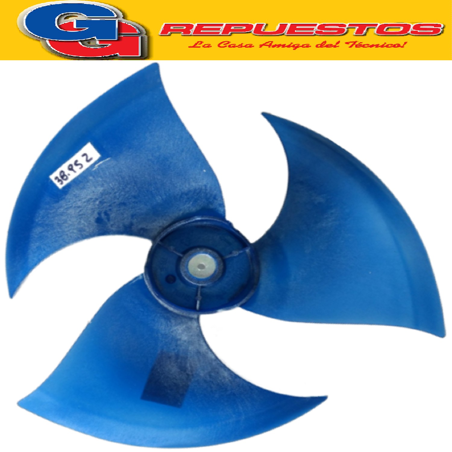 HELICE PALA CONDENSADORA AIRE SPLIT 1/2 CAÑA 3 ASPAS 415X129 ANTIHORARIO 41.5 CM ANCHO 12.9 CM ACOSTADA SPLIT PARA FLOW FAN SIAM-ATMA-PHILCO-MIDEA (TURBINA DE MOTOR CONDENSADORA ORIGINAL) NOTA: Eje/Eixo 8mm Aspa Sentido de Rotación/Rotacao Anti-horario Cod.Origen: 12100105000821 (ATMA-SIAM-PHILCO-MIDEA) AXIAL FLOW FAN ( PALETA VENTILADOR UE ) 415X129