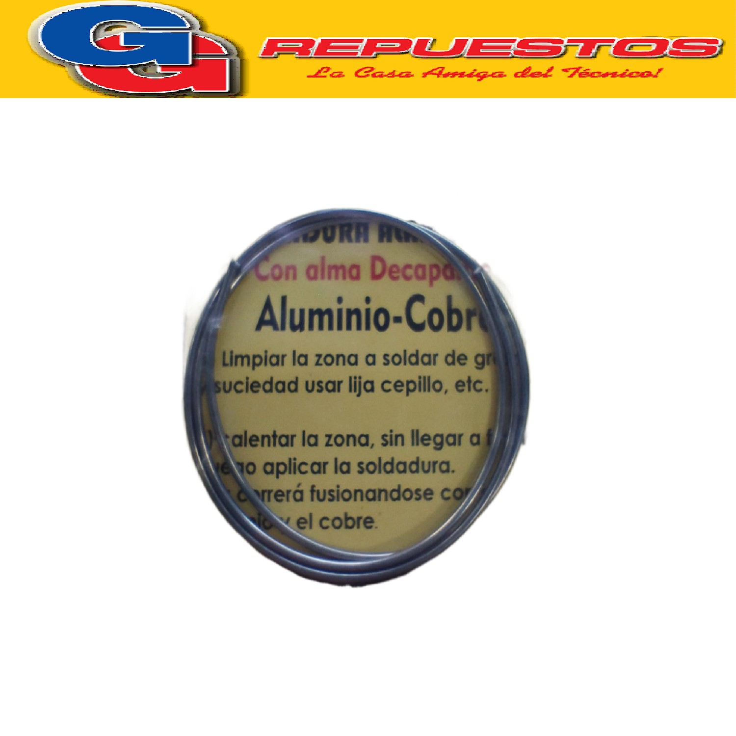 ALUCIN 10 SOLDADURA CON ALMA DECAPANTE ALUMINIO-COBRE Ø1.6MM ROLLITO 500MM (50CM) VARILLA ALUMINIO