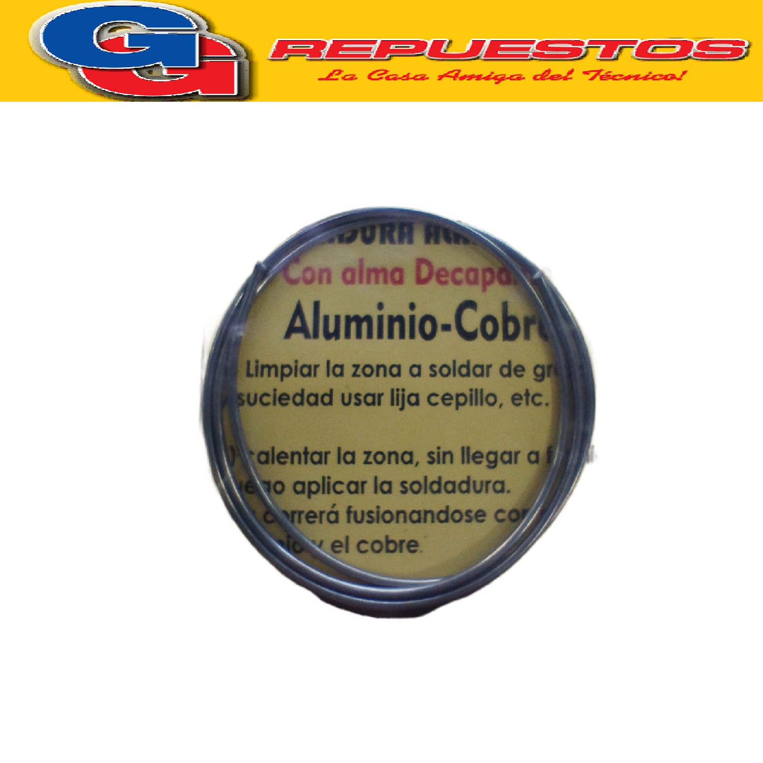 ALUCIN 10 SOLDADURA CON ALMA DECAPANTE ALUMINIO-COBRE Ø1.6MM ROLLITO 500MM (50CM) VARILLA ALUMINIO