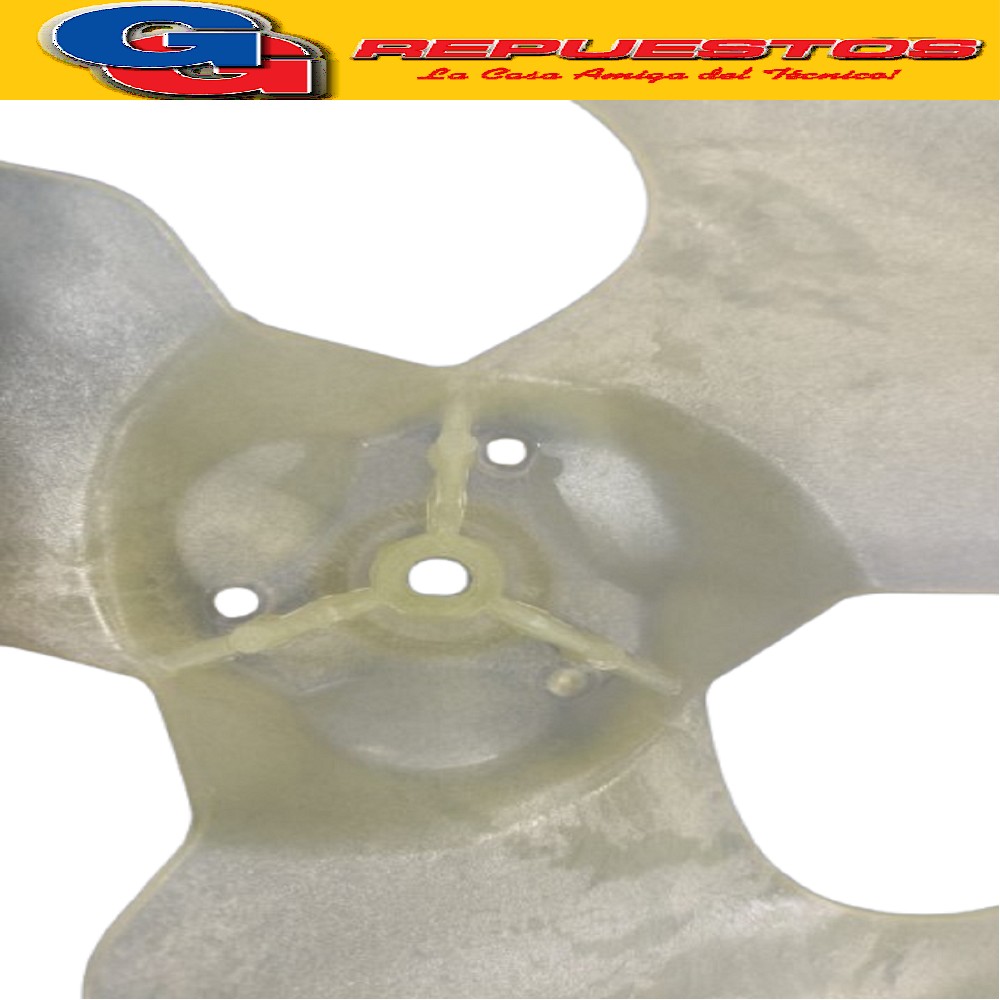 HELICE PALA CONDENSADOR AIRE SPLIT 384X134 EJE DE 8 MM CON   CHAVETA SENTIDO DE GIRO ANTIHORARIO