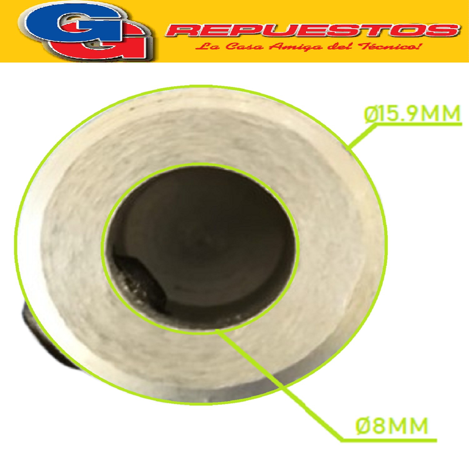 PROLONGADOR TURBINA 100MM (INCLUYE PRISIONERO) 8MM DIAMETRO  INTERIOR BUJE, 16mm DIAMETRO EXTERIOR BUJE, LARGO TOTAL 100mm. EJE 8mm MEDIA CAÑA. PROLONGADOR DE A BUJE TURBINA PARA FORZADOR SPLIT RAPTOR TOOLS