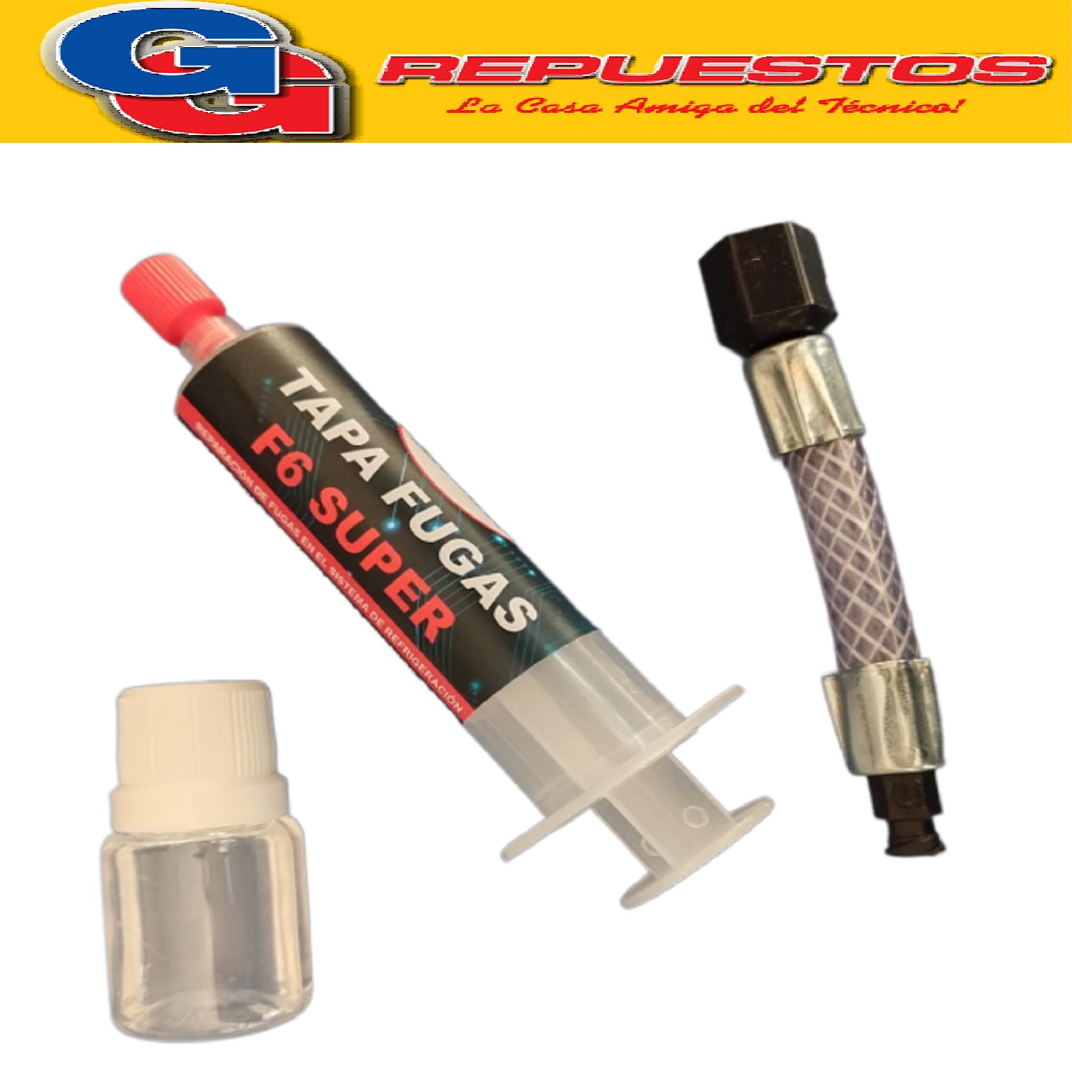 TAPA FUGAS F6 SUPER PARA HELADERAS / FREEZERS  / AIRE ACONDI CIONADO LA SOLDADURA DEL FUTURO 8ML MULTIDOSIS 100% INCOLORA CON ADAPTADOR, SELLA FUGAS lhasa