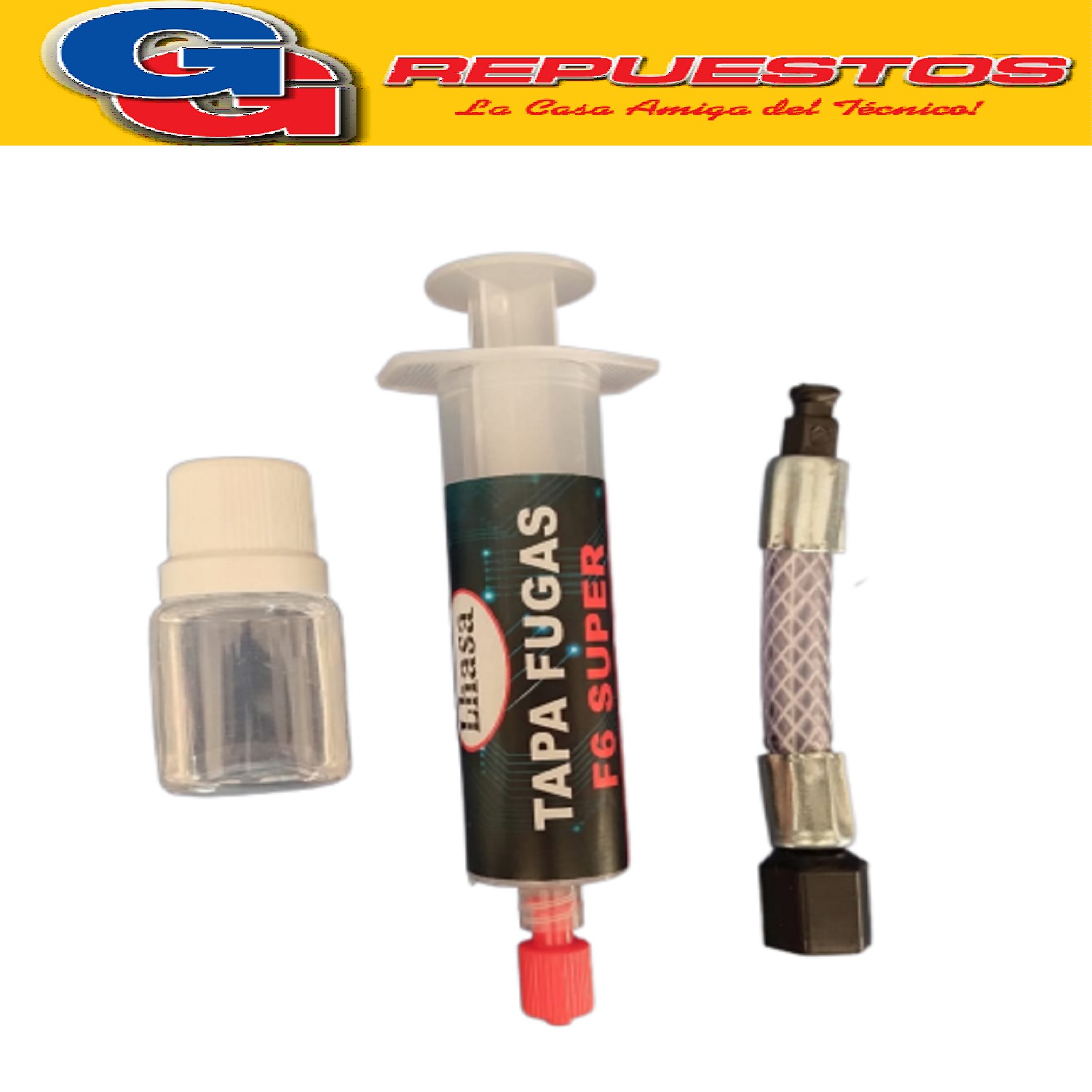 TAPA FUGAS F6 SUPER PARA HELADERAS / FREEZERS  / AIRE ACONDI CIONADO LA SOLDADURA DEL FUTURO 8ML MULTIDOSIS 100% INCOLORA CON ADAPTADOR, SELLA FUGAS lhasa