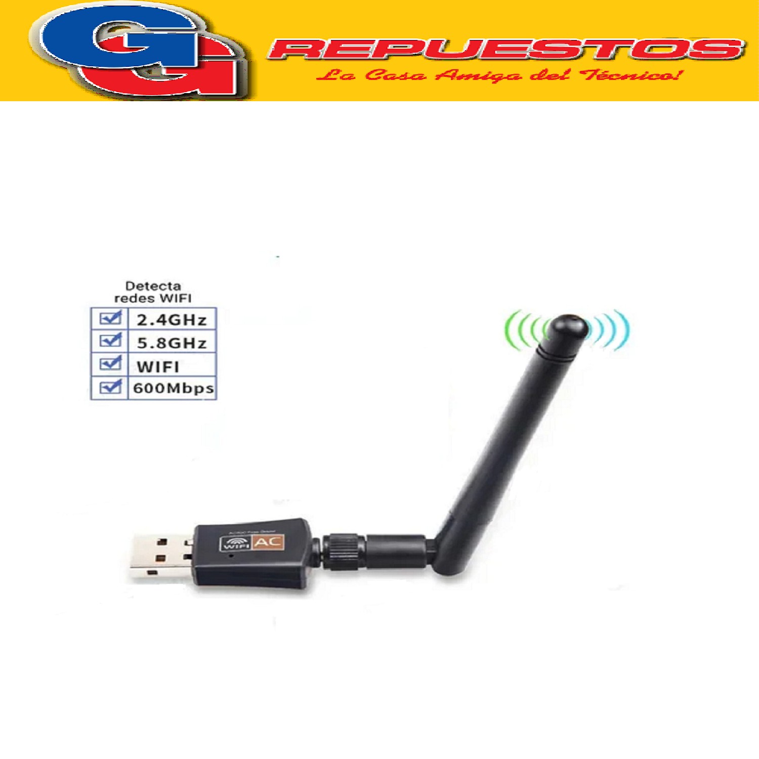 ADAPTADOR ANTENA WIFI USB PARA COMPUTADORAS O NOTEBOOK