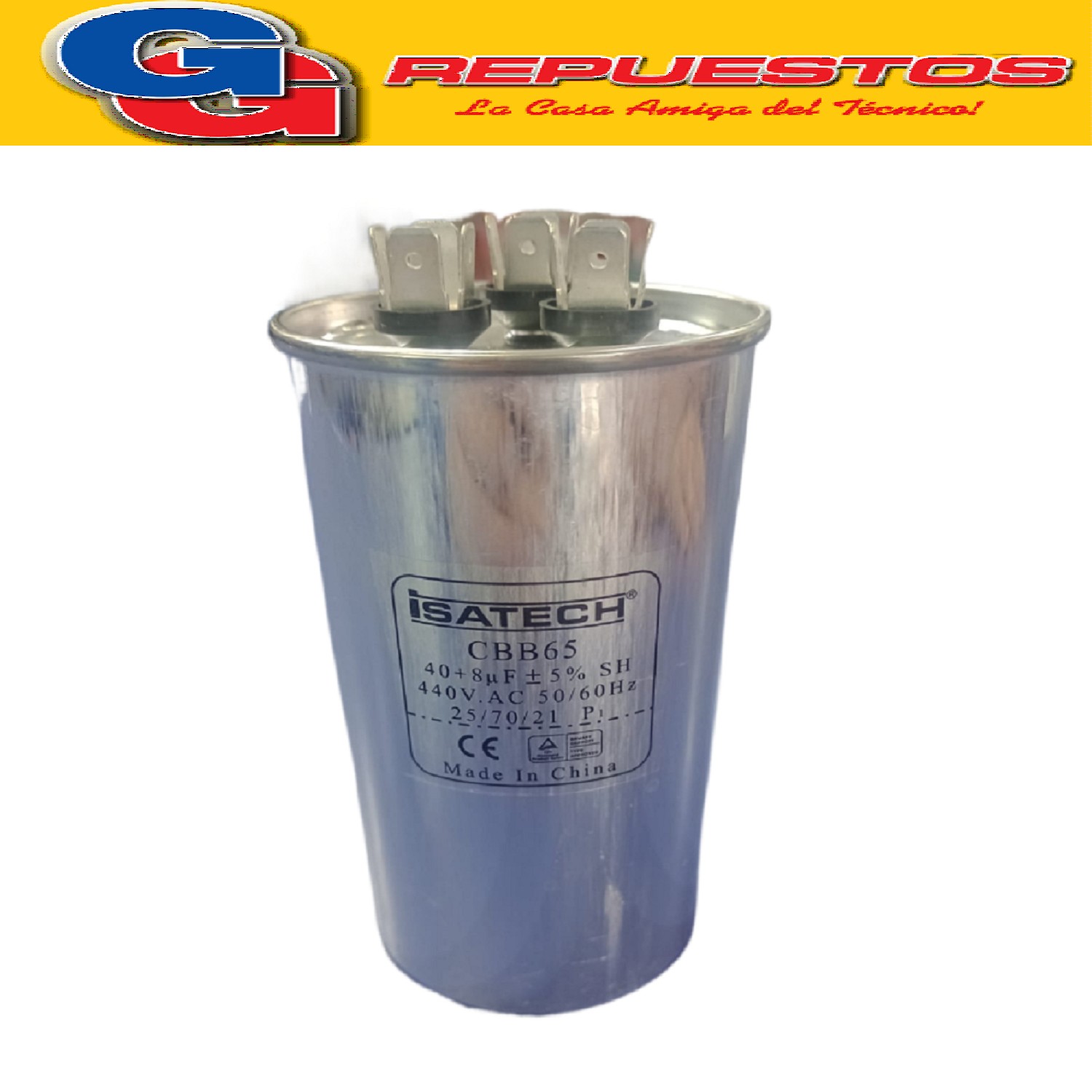 CAPACITOR DUAL DOBLE COOLTECH 40uf + 8uf 440VAC PARA AIRE ACONDICIONADO