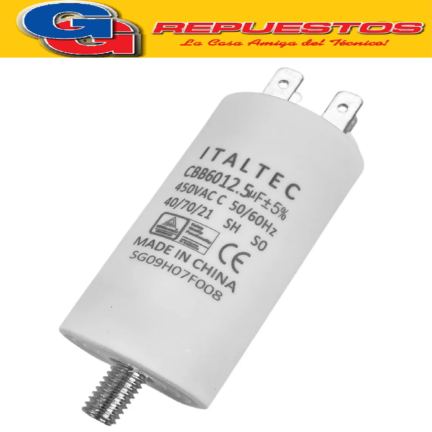 CAPACITOR 12.5uF X 450VAC CILINDRICO CON TORNILLO